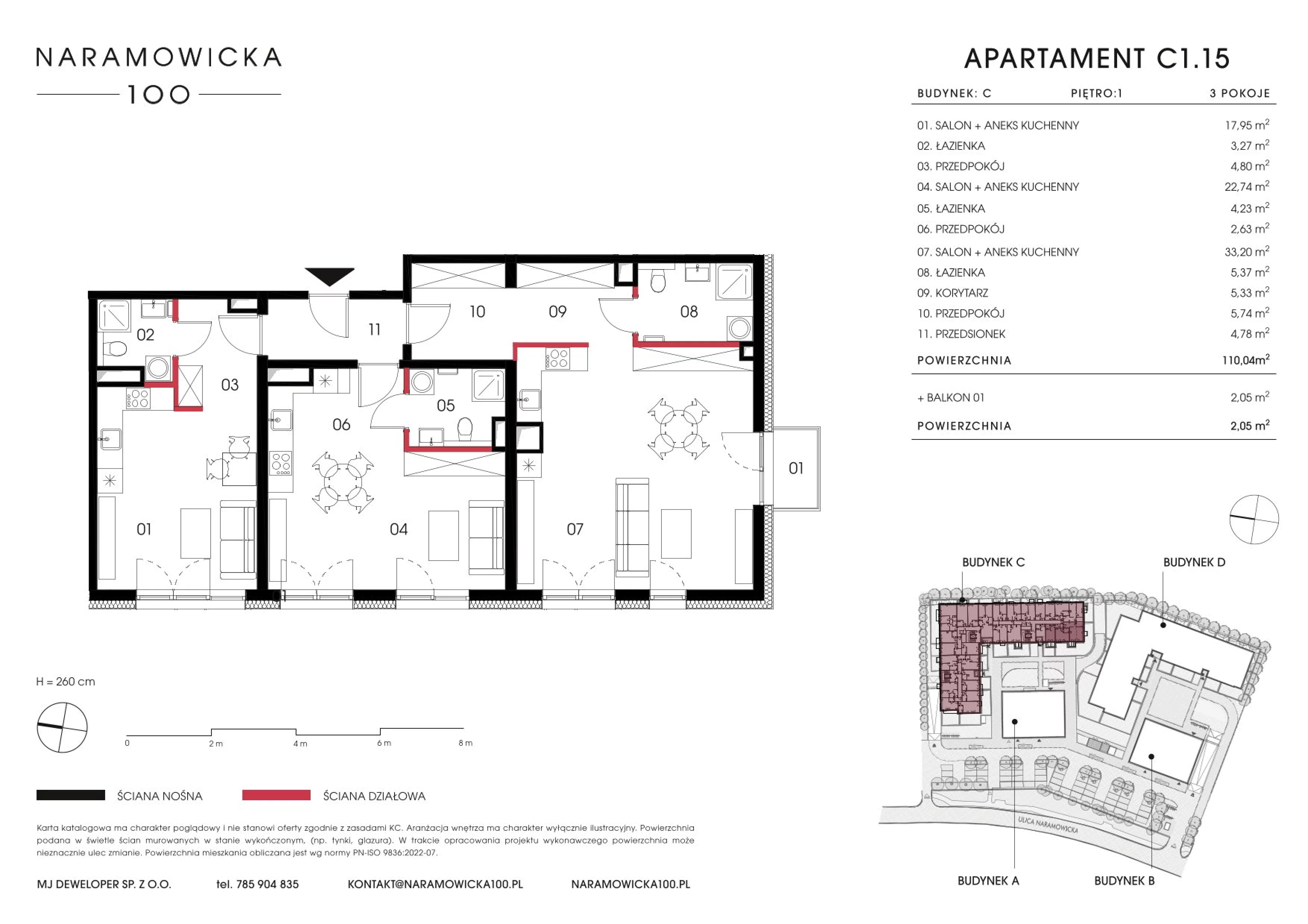 Mieszkanie 110,04 m², piętro 1, oferta nr C 1.15, Naramowicka 100, Poznań, Winogrady, Winogrady, ul. Naramowicka 100