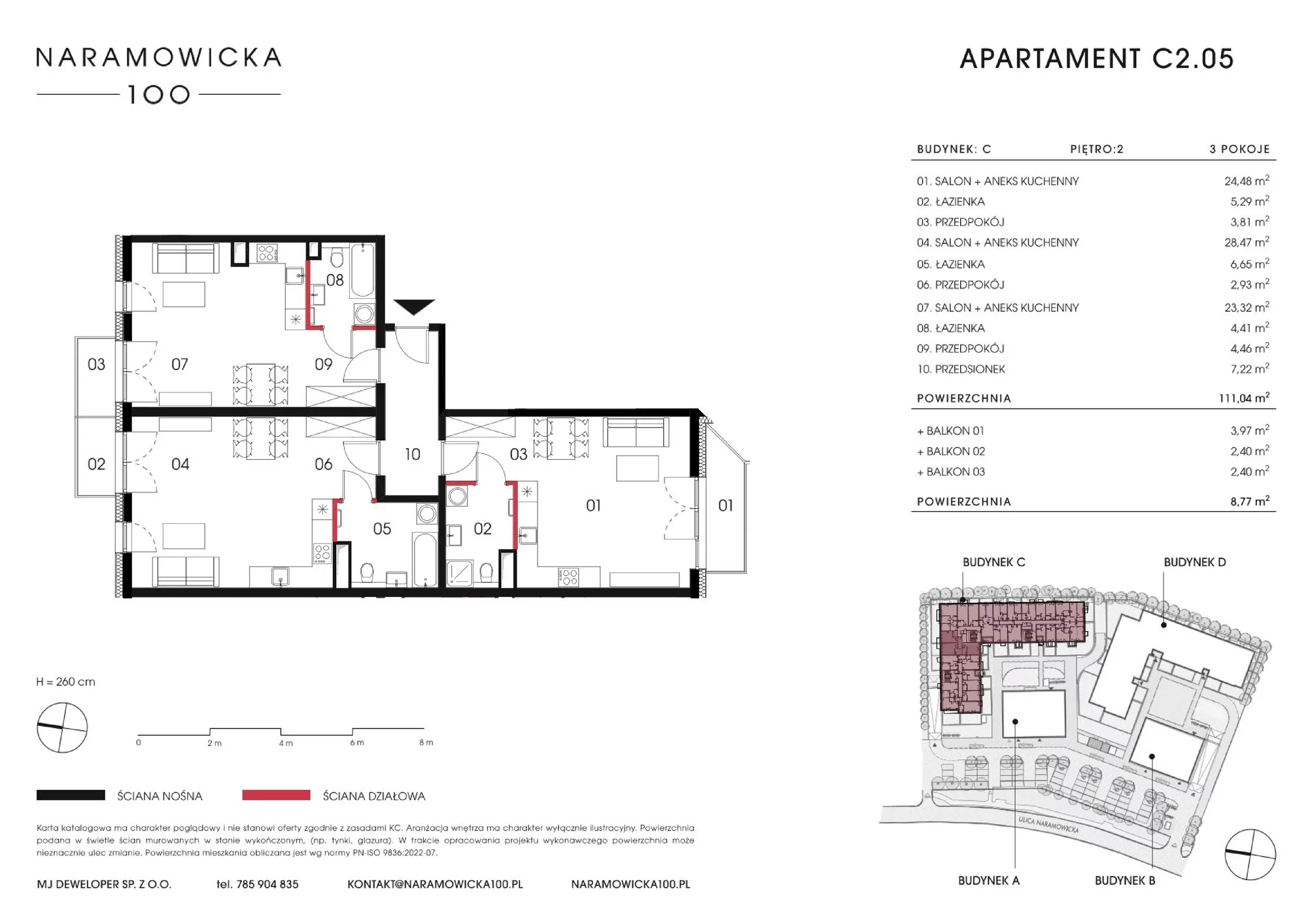 Mieszkanie 111,04 m², piętro 2, oferta nr C 2.05, Naramowicka 100, Poznań, Winogrady, Winogrady, ul. Naramowicka 100