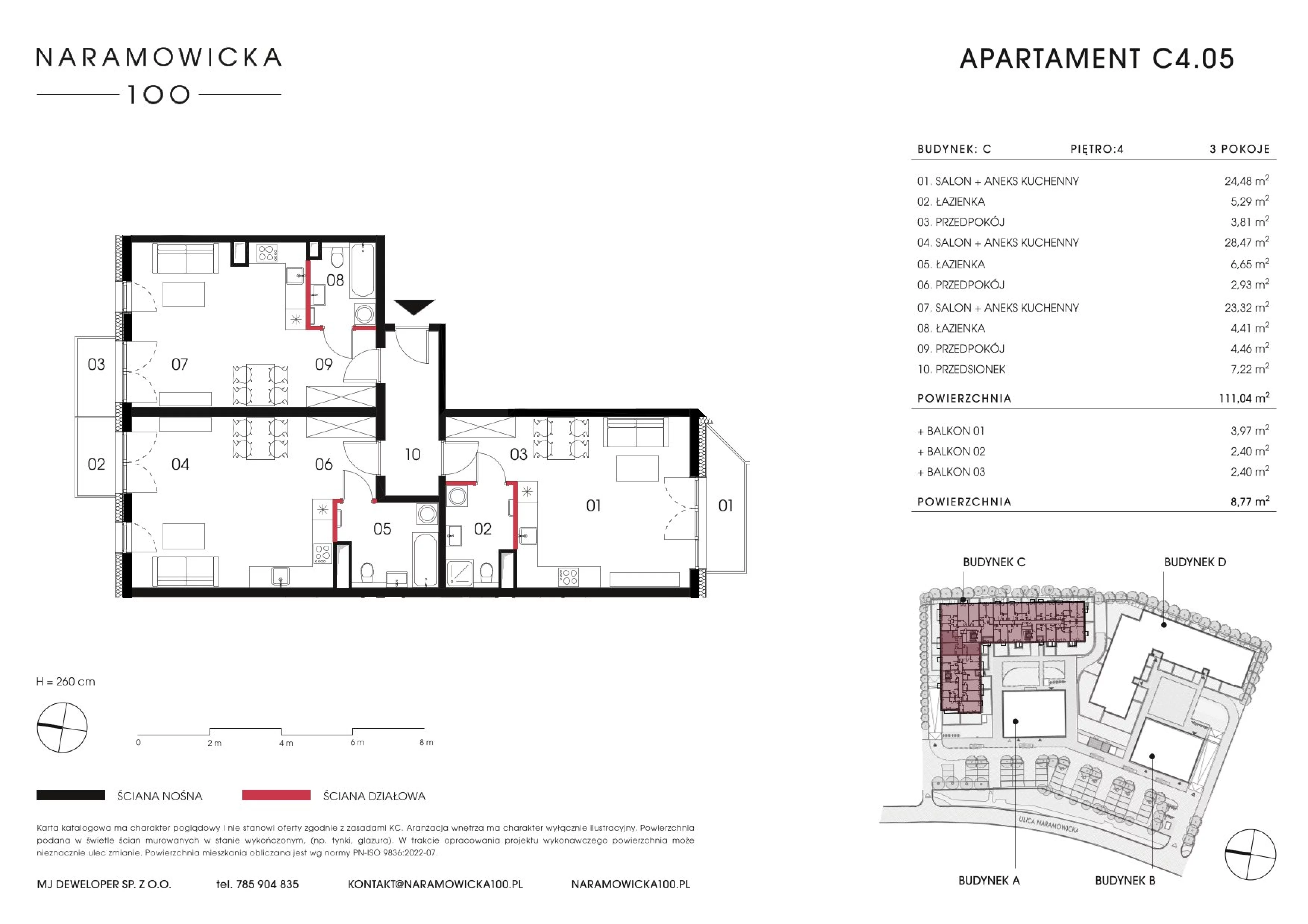 Mieszkanie 111,04 m², piętro 4, oferta nr C 4.05, Naramowicka 100, Poznań, Winogrady, Winogrady, ul. Naramowicka 100