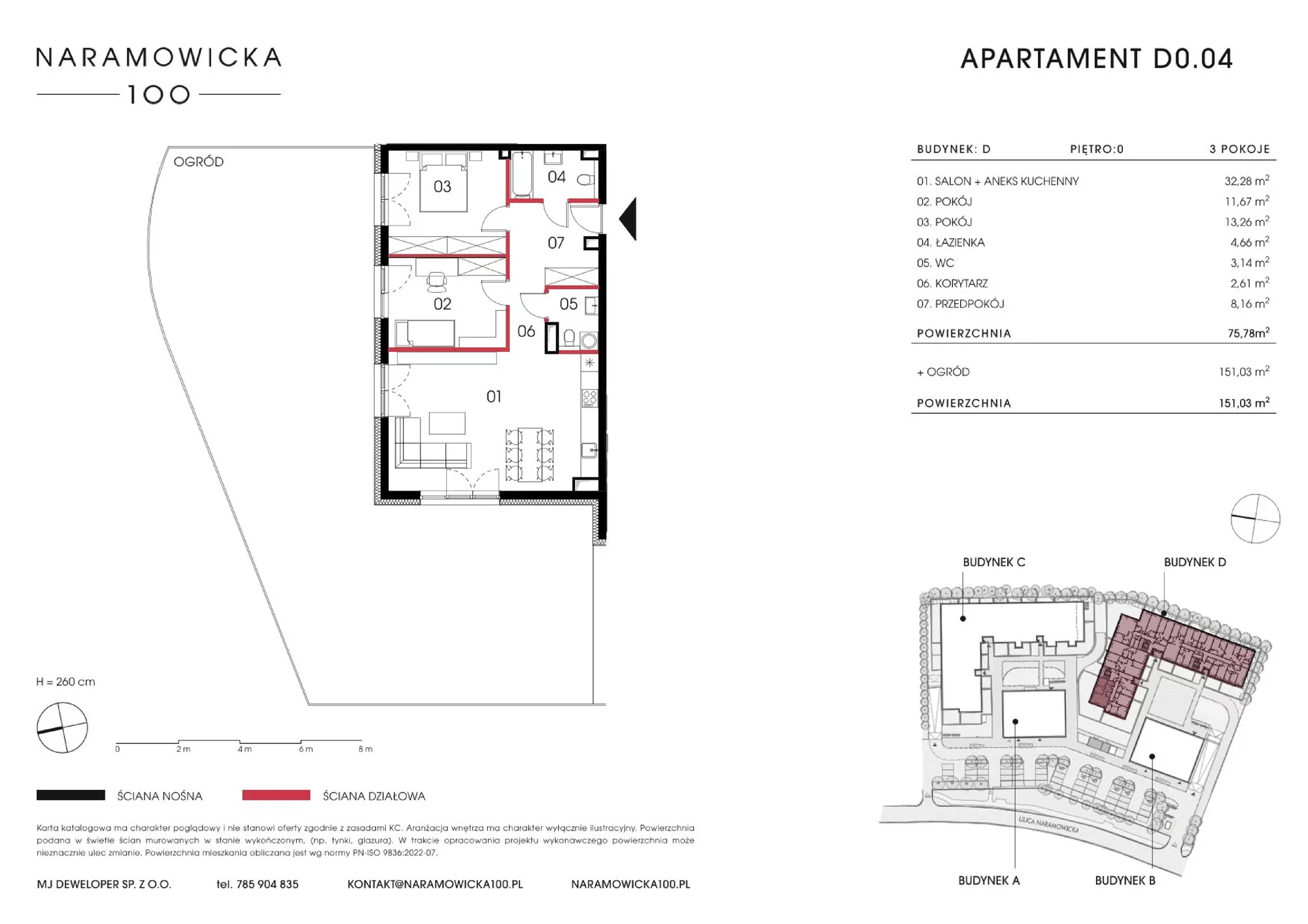 Mieszkanie 75,78 m², parter, oferta nr D 0.04, Naramowicka 100, Poznań, Winogrady, Winogrady, ul. Naramowicka 100