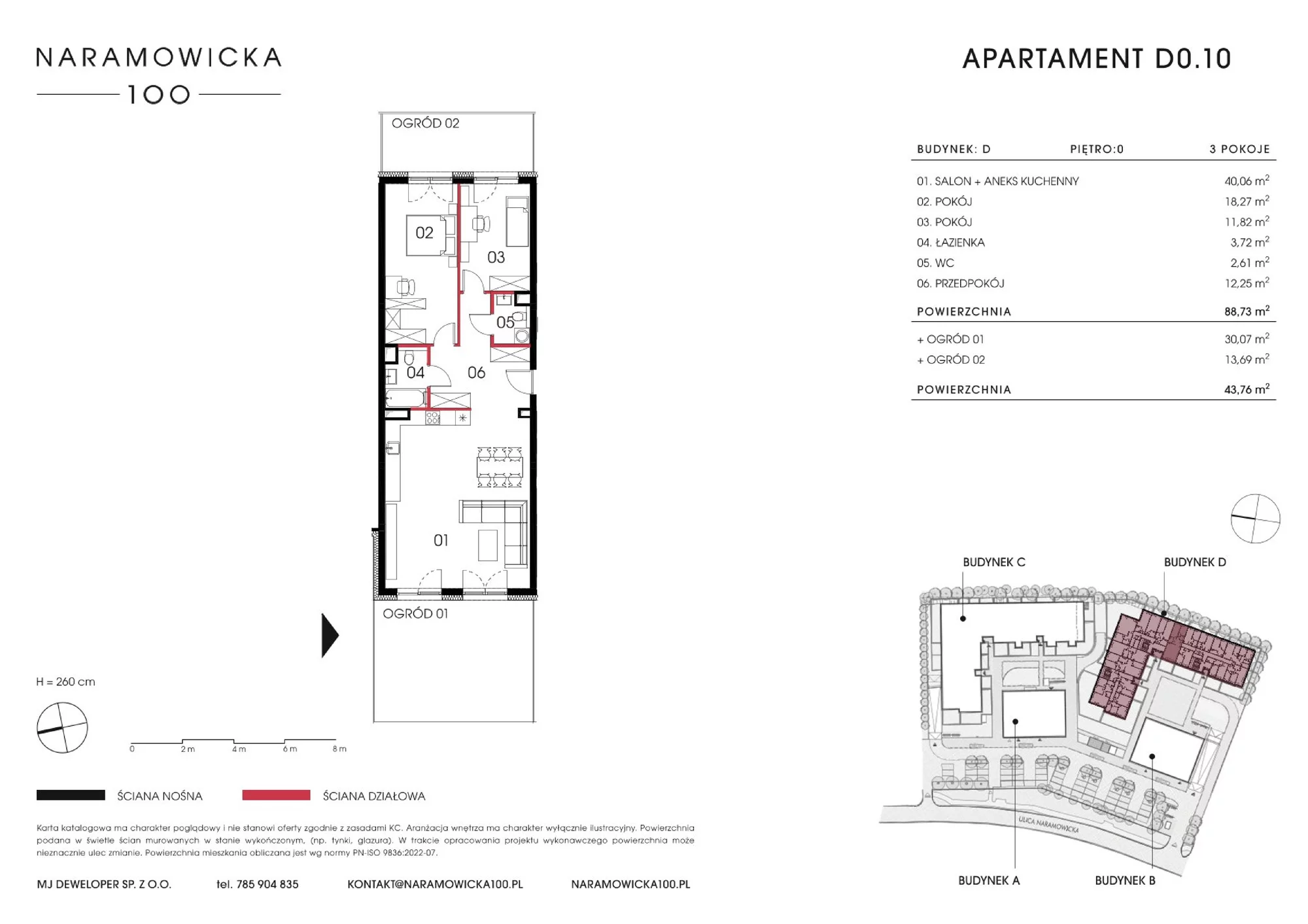 Mieszkanie 88,73 m², parter, oferta nr D 0.10, Naramowicka 100, Poznań, Winogrady, Winogrady, ul. Naramowicka 100