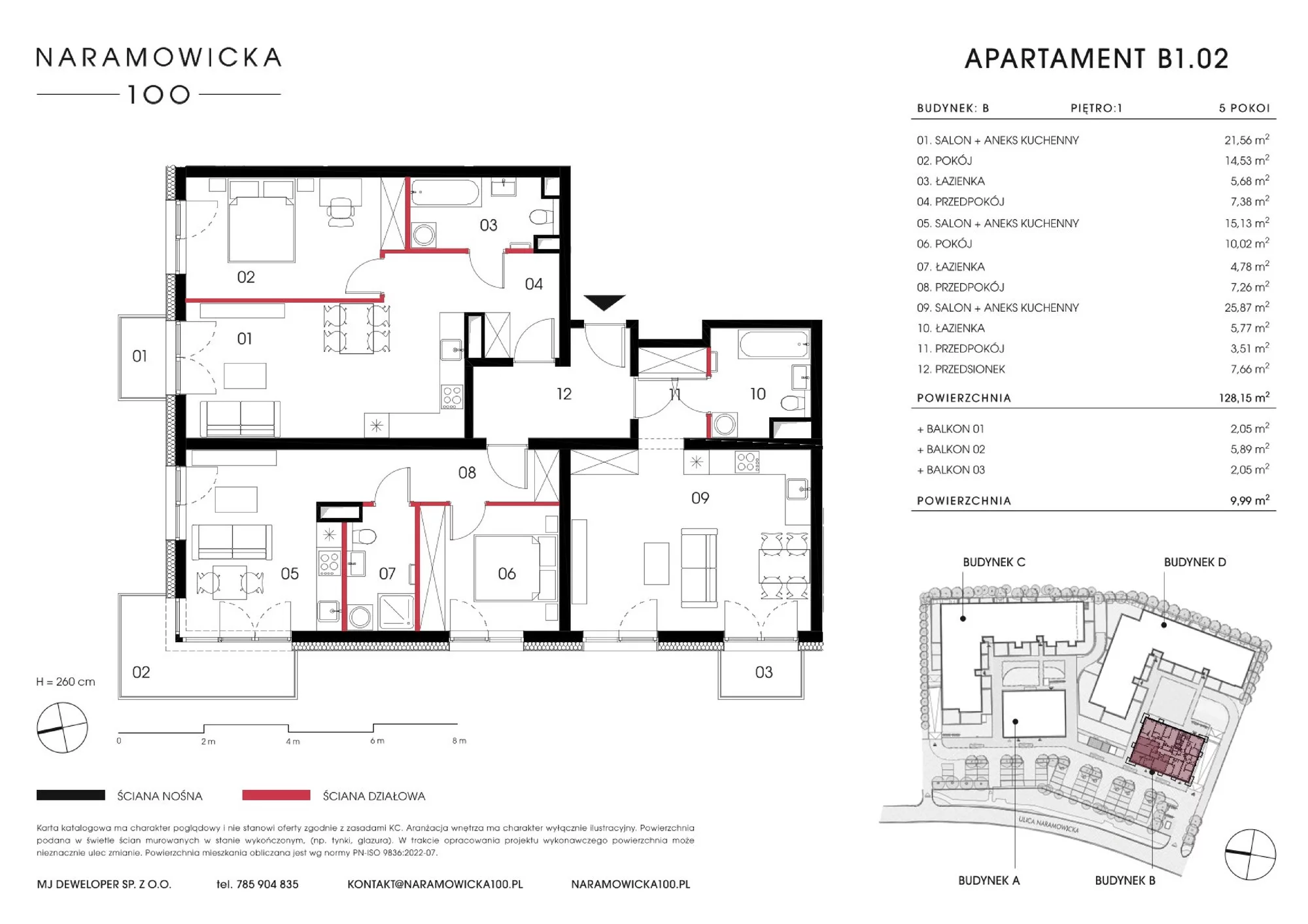 Mieszkanie 128,15 m², piętro 1, oferta nr B 1.02, Naramowicka 100, Poznań, Winogrady, Winogrady, ul. Naramowicka 100-idx