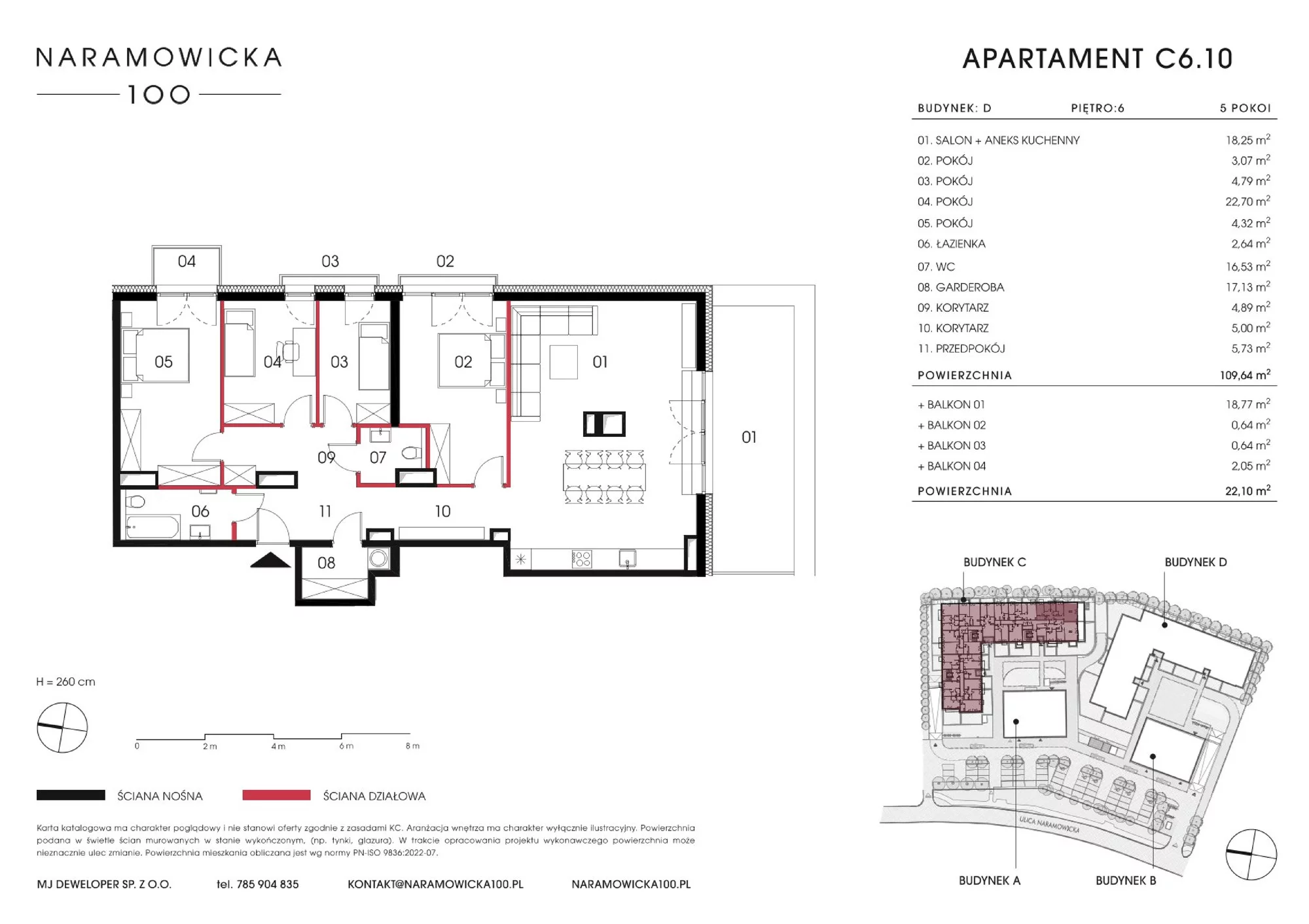 Mieszkanie 120,10 m², piętro 6, oferta nr C 6.10, Naramowicka 100, Poznań, Winogrady, Winogrady, ul. Naramowicka 100