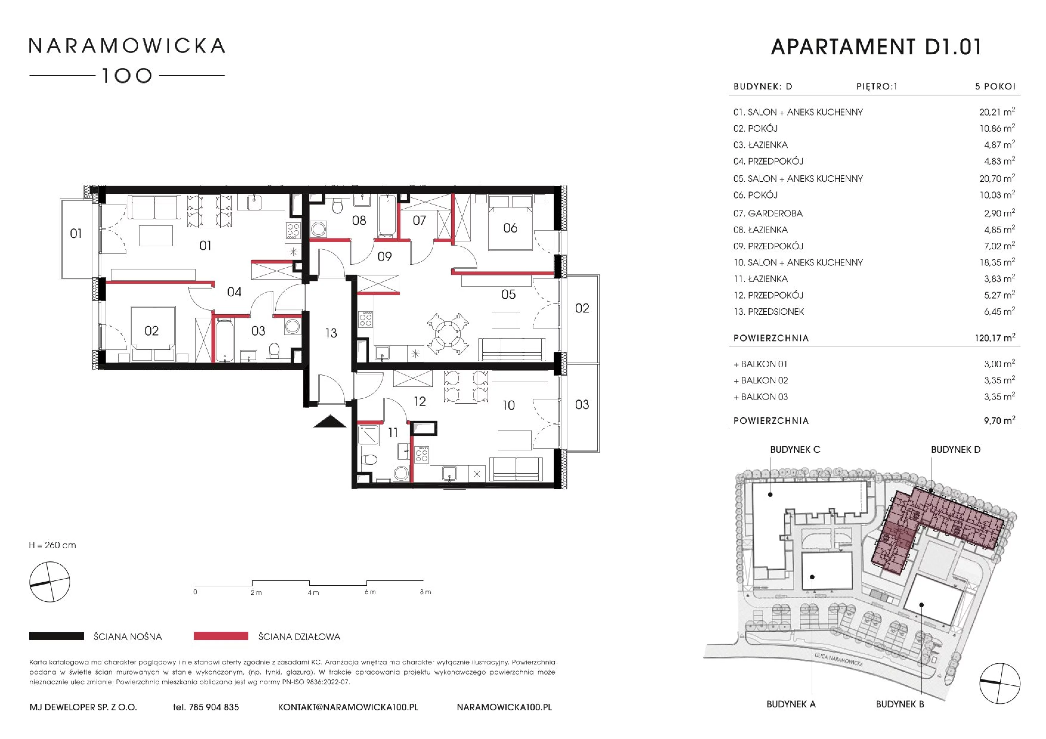 Mieszkanie 120,17 m², piętro 1, oferta nr D 1.01, Naramowicka 100, Poznań, Winogrady, Winogrady, ul. Naramowicka 100