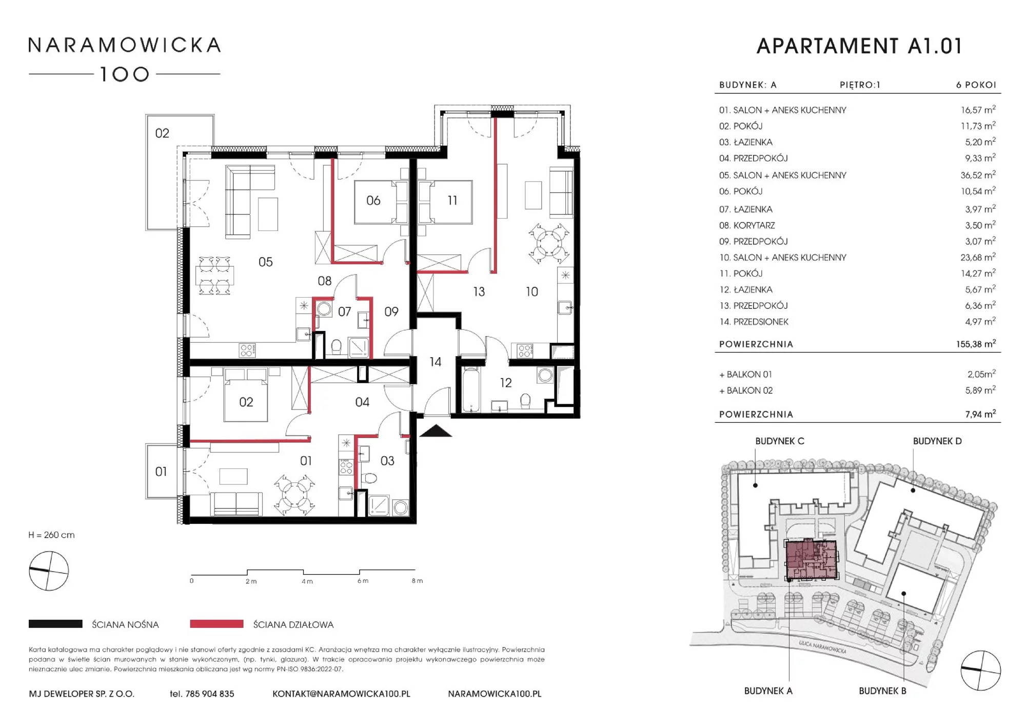 Mieszkanie 155,38 m², piętro 1, oferta nr A 1.01, Naramowicka 100, Poznań, Winogrady, Winogrady, ul. Naramowicka 100