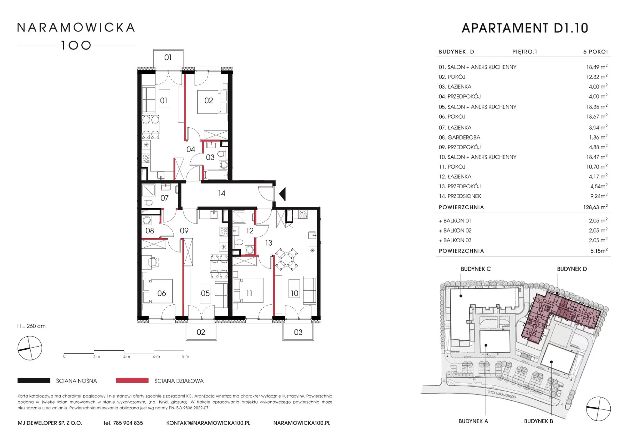 Mieszkanie 128,63 m², piętro 1, oferta nr D 1.10, Naramowicka 100, Poznań, Winogrady, Winogrady, ul. Naramowicka 100