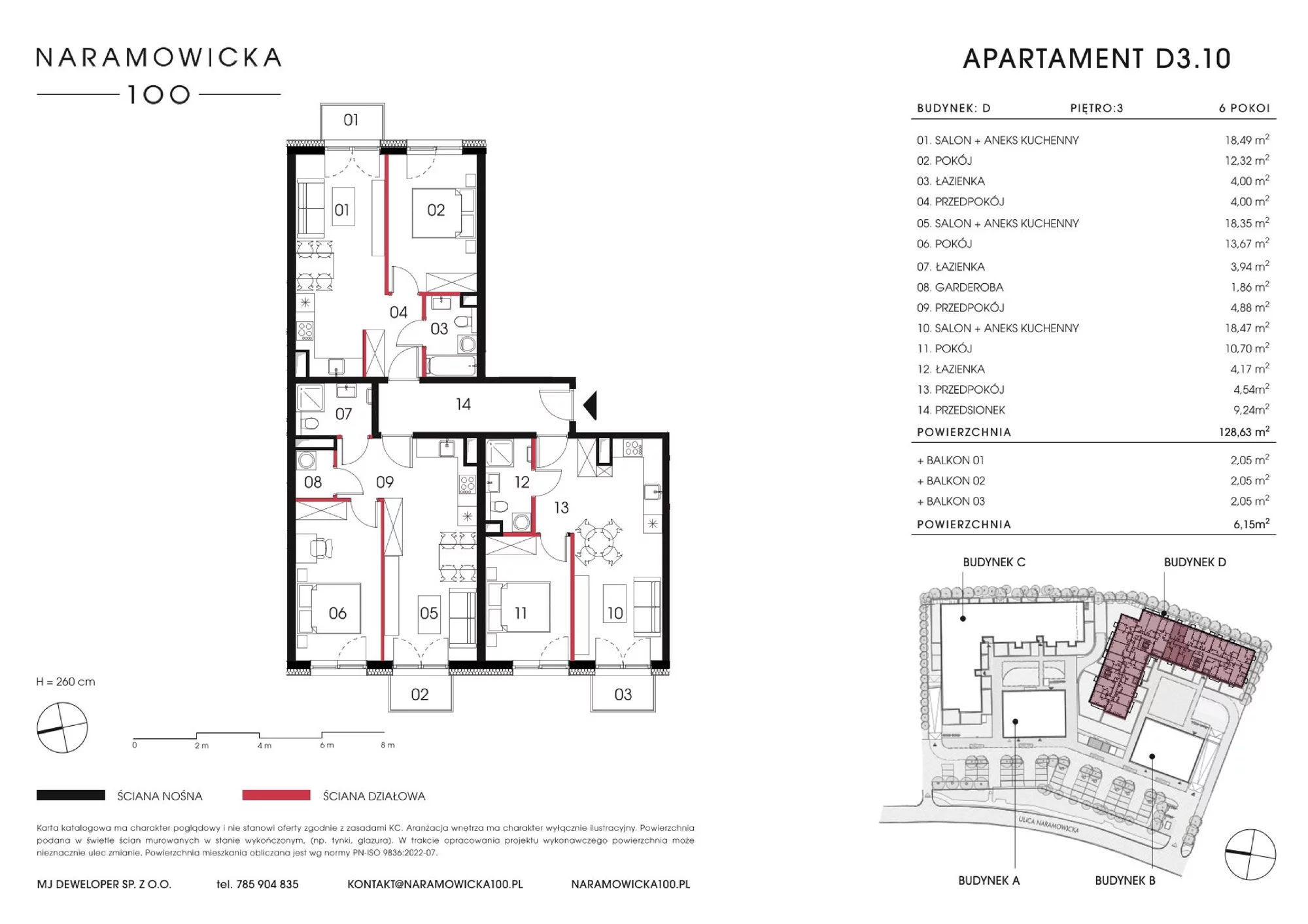 Mieszkanie 128,63 m², piętro 3, oferta nr D 3.10, Naramowicka 100, Poznań, Winogrady, Winogrady, ul. Naramowicka 100