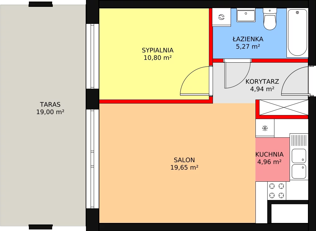 Apartament 43,21 m², parter, oferta nr 5, Apartamenty Marina Rogowo, Rogowo, ul. Kołobrzeska