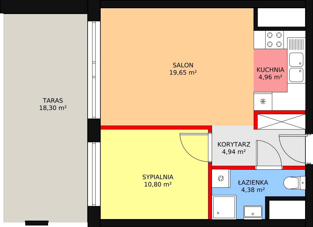 Apartament 42,76 m², parter, oferta nr 7, Apartamenty Marina Rogowo, Rogowo, ul. Kołobrzeska