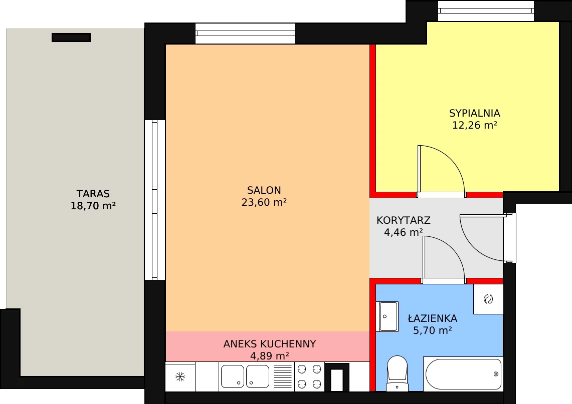 Apartament 49,37 m², parter, oferta nr 9, Apartamenty Marina Rogowo, Rogowo, ul. Kołobrzeska