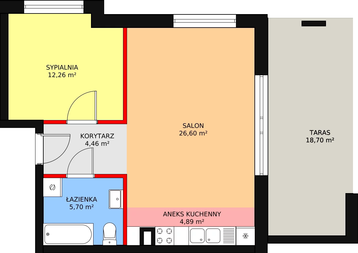 Apartament 49,29 m², parter, oferta nr 10, Apartamenty Marina Rogowo, Rogowo, ul. Kołobrzeska