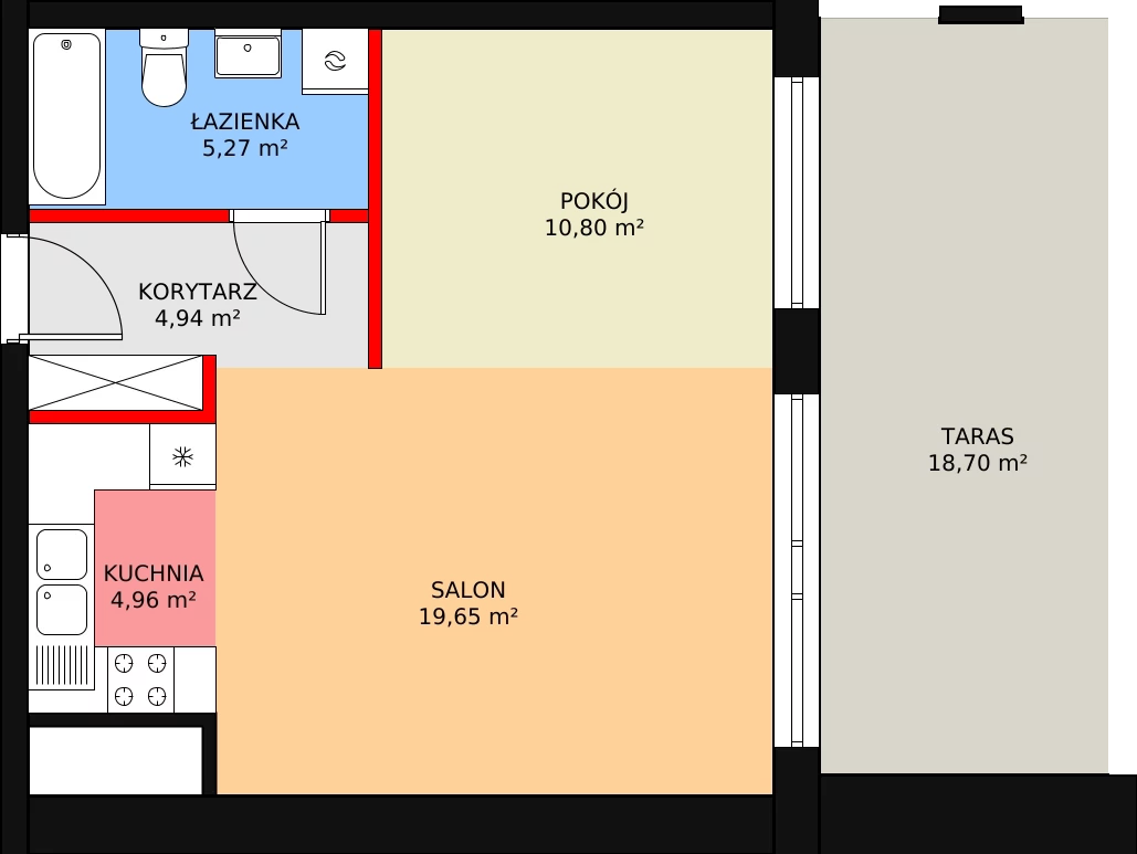 Apartament 43,71 m², parter, oferta nr 15, Apartamenty Marina Rogowo, Rogowo, ul. Kołobrzeska