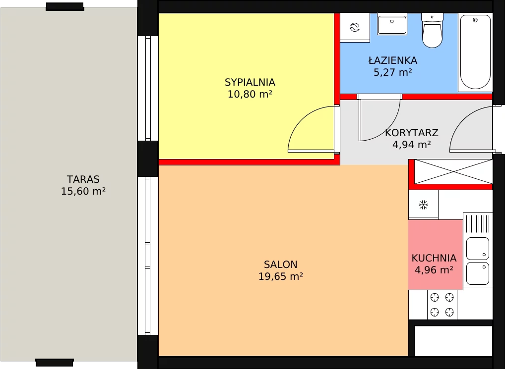 Apartament 43,77 m², piętro 1, oferta nr 38, Apartamenty Marina Rogowo, Rogowo, ul. Kołobrzeska