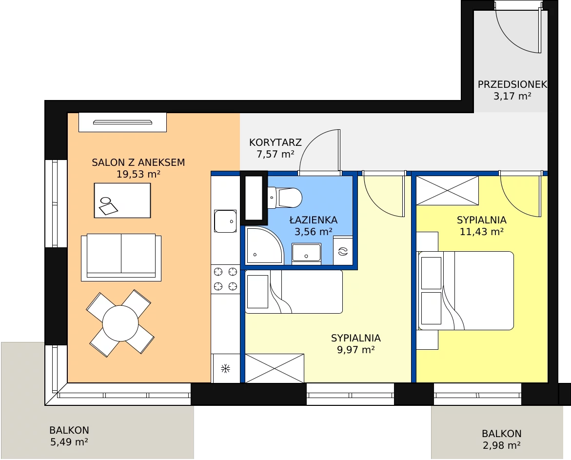 Zalety mieszkania 55.73 m², A 4.02