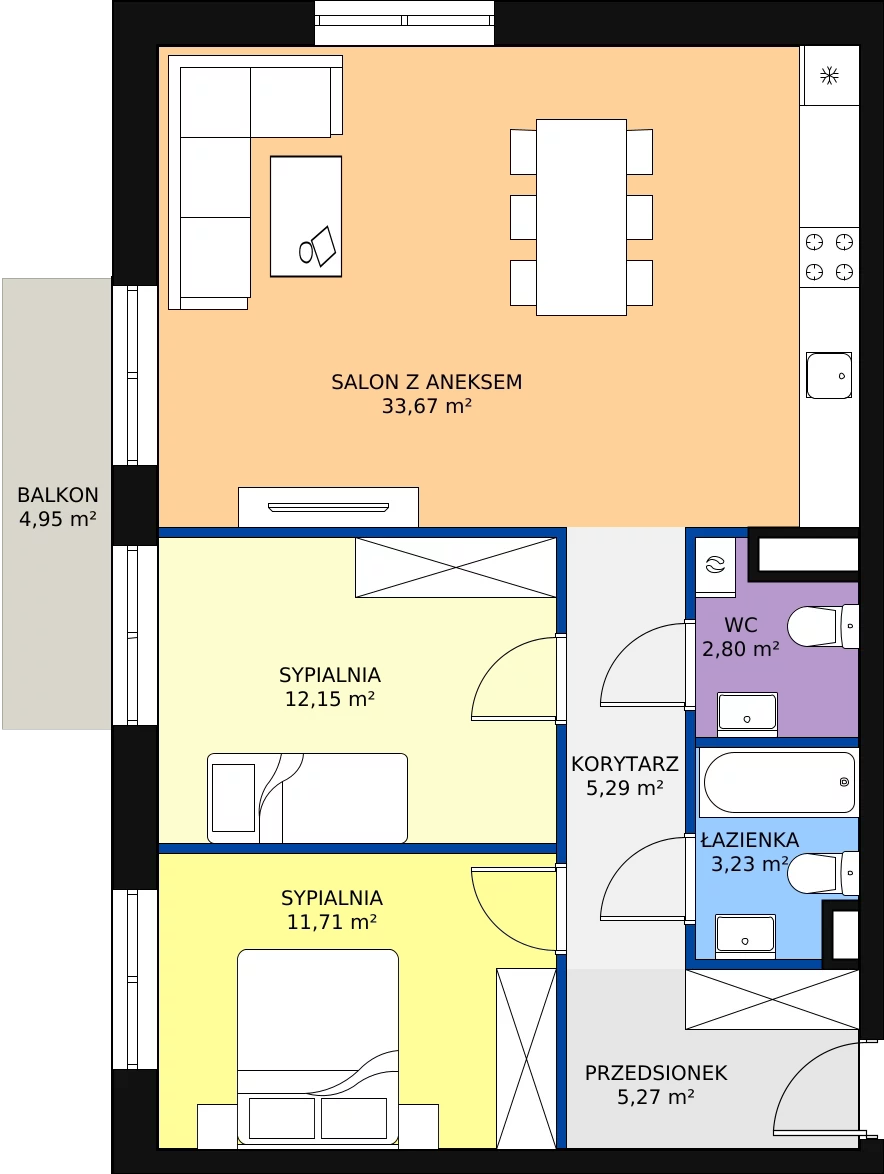 Zalety mieszkania 74.55 m², C 6.05