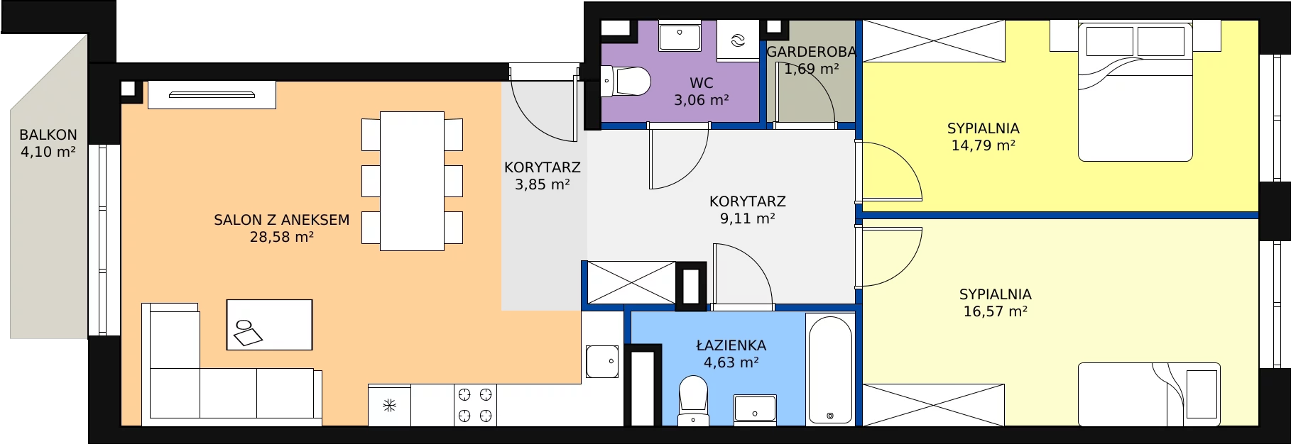 Zalety mieszkania 82.83 m², C 6.07