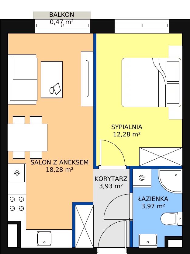 Zalety mieszkania 38.79 m², C 5.11