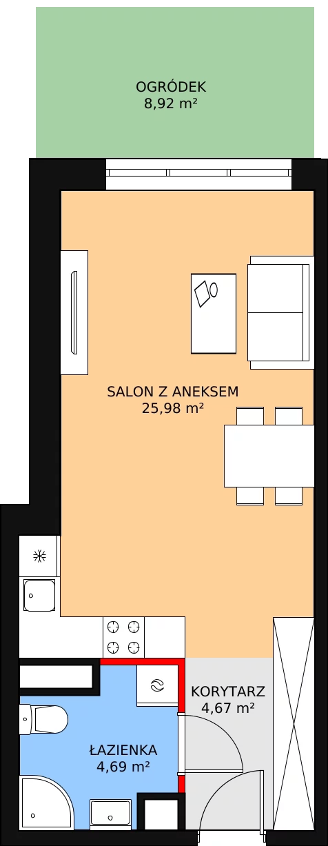 Mieszkanie 35,47 m², parter, oferta nr D 0.07, Naramowicka 100, Poznań, Winogrady, Winogrady, ul. Naramowicka 100