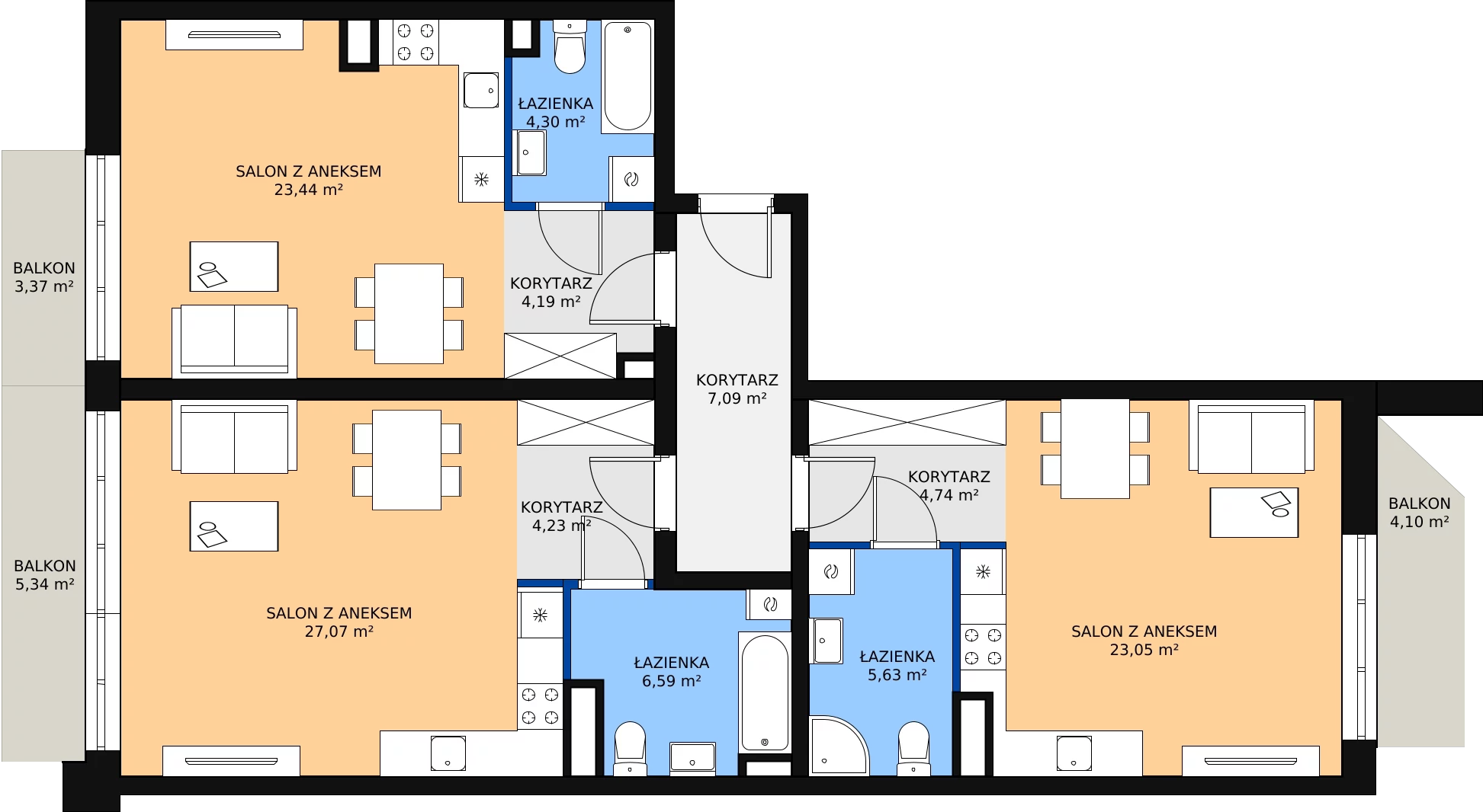 3 pokoje, mieszkanie 110,96 m², piętro 1, oferta nr D 1.05, Naramowicka 100, Poznań, Winogrady, Winogrady, ul. Naramowicka 100
