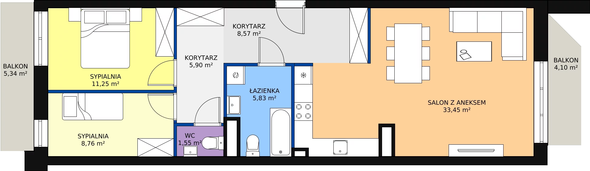 3 pokoje, mieszkanie 75,92 m², piętro 6, oferta nr D 6.04, Naramowicka 100, Poznań, Winogrady, Winogrady, ul. Naramowicka 100