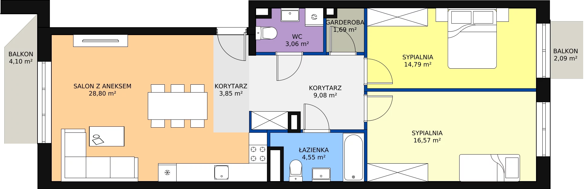 Zalety mieszkania 82.9 m², D 6.07