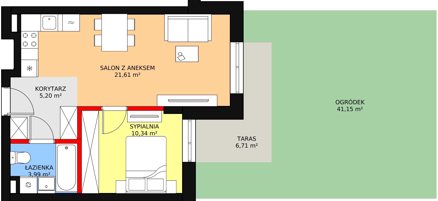 Mieszkanie 41,09 m², parter, oferta nr M0-2, Nasze ZACISZE, Warszawa, Targówek, Zacisze, ul. Wolińska / Wyspowa