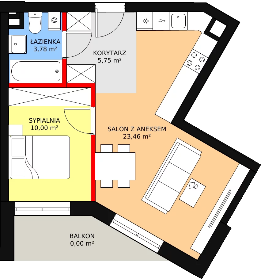 Mieszkanie 43,38 m², piętro 1, oferta nr M1-1, Nasze ZACISZE, Warszawa, Targówek, Zacisze, ul. Wolińska / Wyspowa