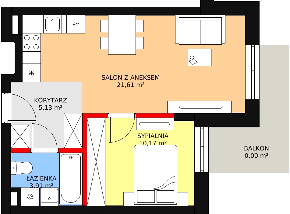 Mieszkanie 41,09 m², piętro 1, oferta nr M1-2, Nasze ZACISZE, Warszawa, Targówek, Zacisze, ul. Wolińska / Wyspowa