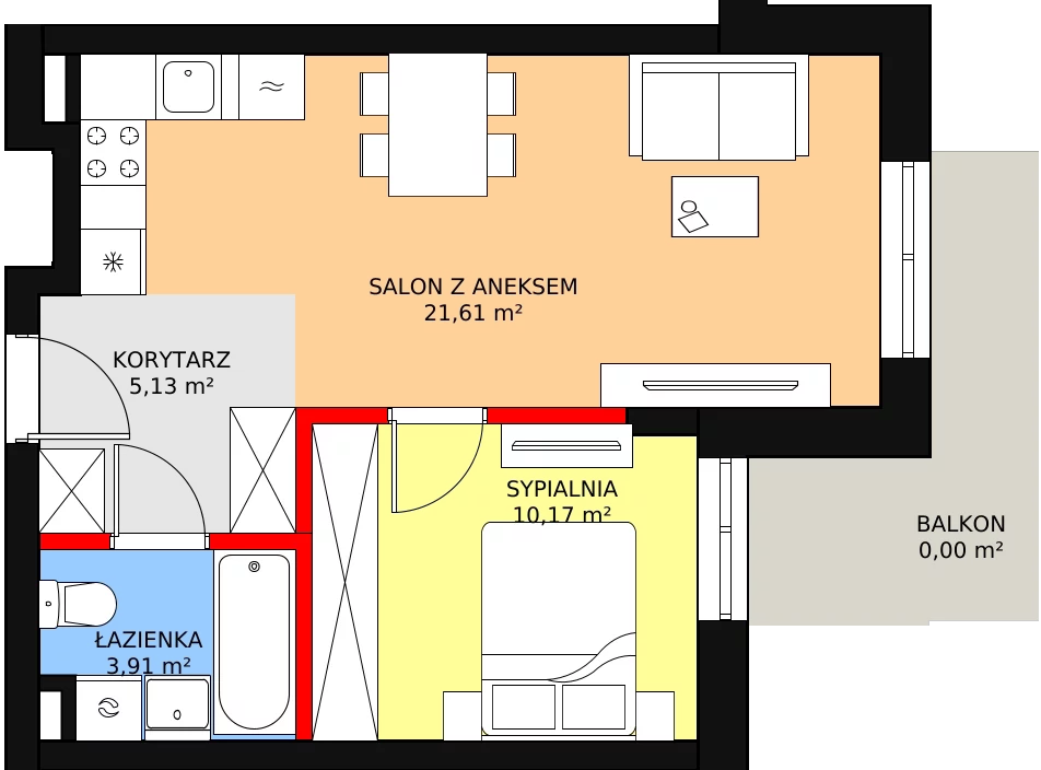 Mieszkanie 41,09 m², piętro 2, oferta nr M2-2, Nasze ZACISZE, Warszawa, Targówek, Zacisze, ul. Wolińska / Wyspowa