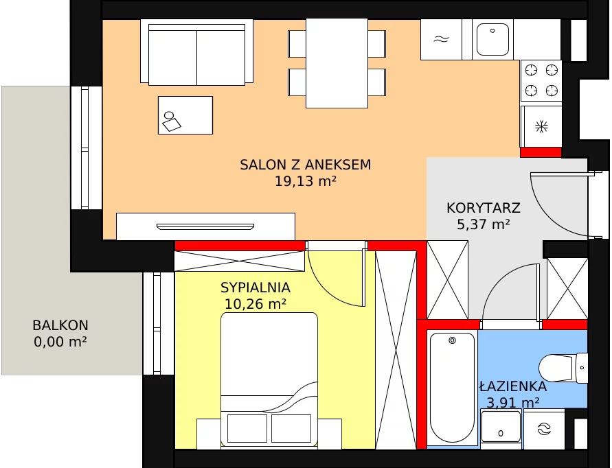 Mieszkanie 39,07 m², piętro 2, oferta nr M2-5, Nasze ZACISZE, Warszawa, Targówek, Zacisze, ul. Wolińska / Wyspowa