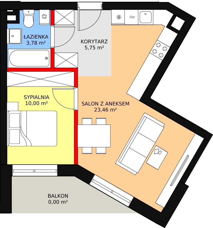 Mieszkanie 43,38 m², piętro 3, oferta nr M3-1, Nasze ZACISZE, Warszawa, Targówek, Zacisze, ul. Wolińska / Wyspowa