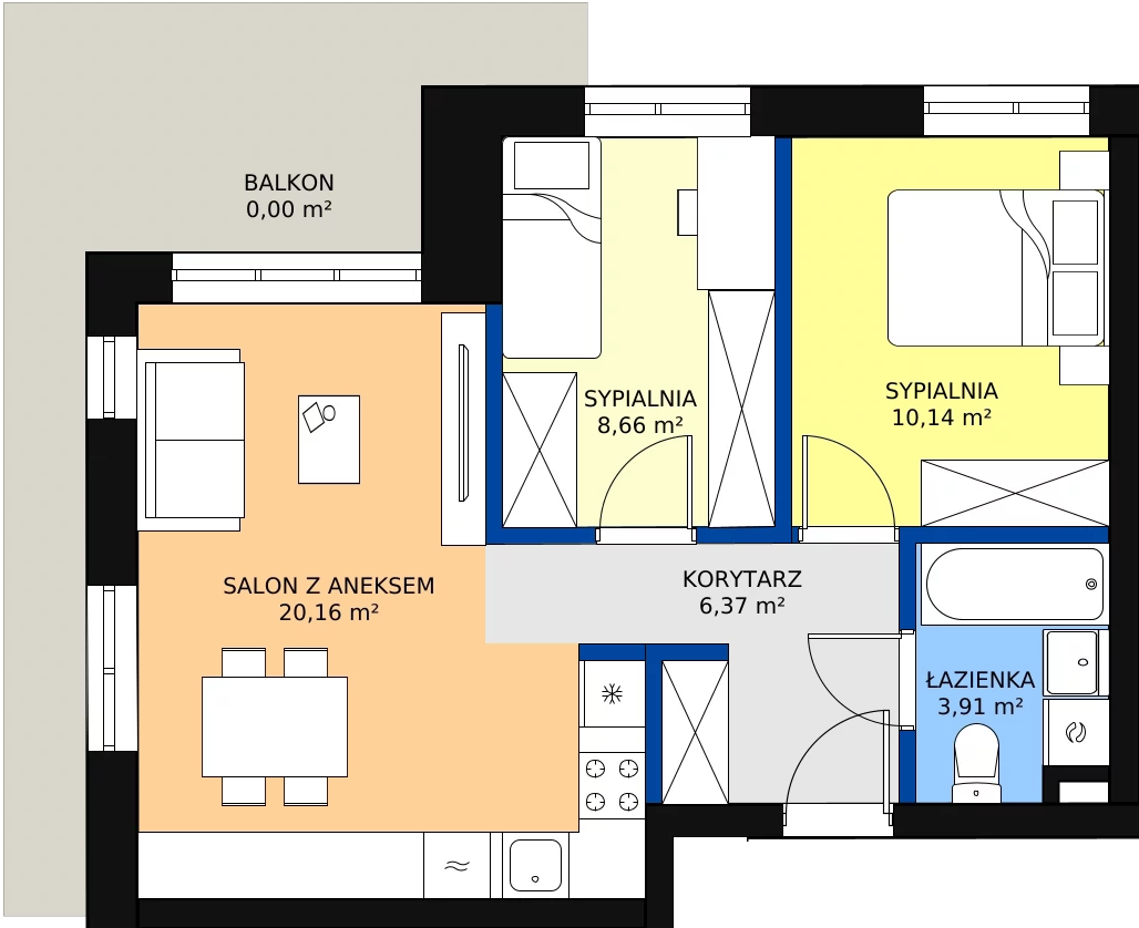 3 pokoje, mieszkanie 49,87 m², piętro 3, oferta nr M3-4, Nasze ZACISZE, Warszawa, Targówek, Zacisze, ul. Wolińska / Wyspowa