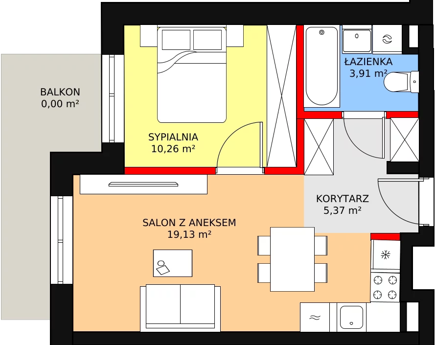 Mieszkanie 39,06 m², piętro 3, oferta nr M3-6, Nasze ZACISZE, Warszawa, Targówek, Zacisze, ul. Wolińska / Wyspowa