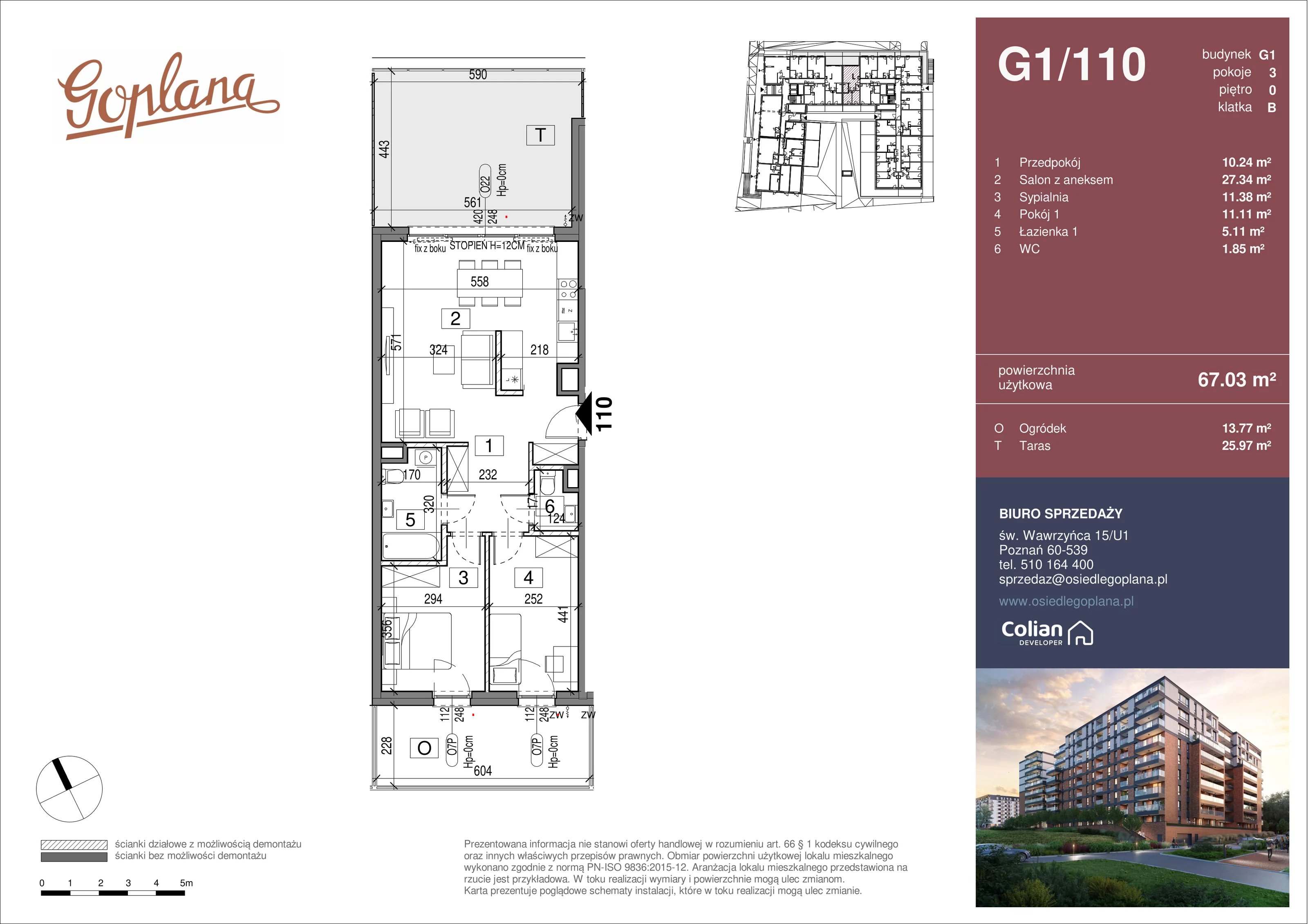 3 pokoje, mieszkanie 67,03 m², parter, oferta nr G1/110, Goplana Budynek G, Poznań, Jeżyce, ul. św. Wawrzyńca