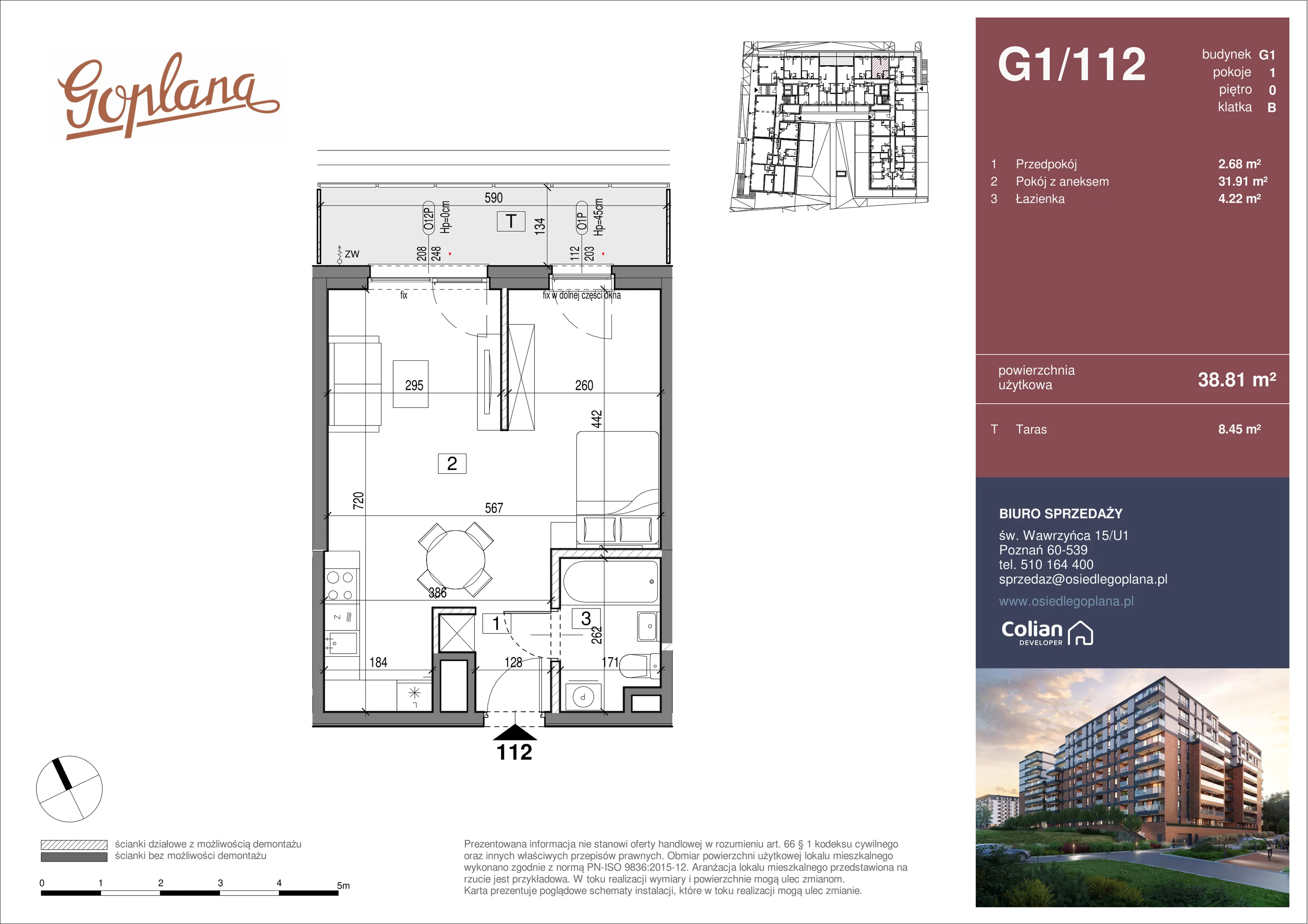 1 pokój, mieszkanie 38,81 m², parter, oferta nr G1/112, Goplana Budynek G, Poznań, Jeżyce, ul. św. Wawrzyńca