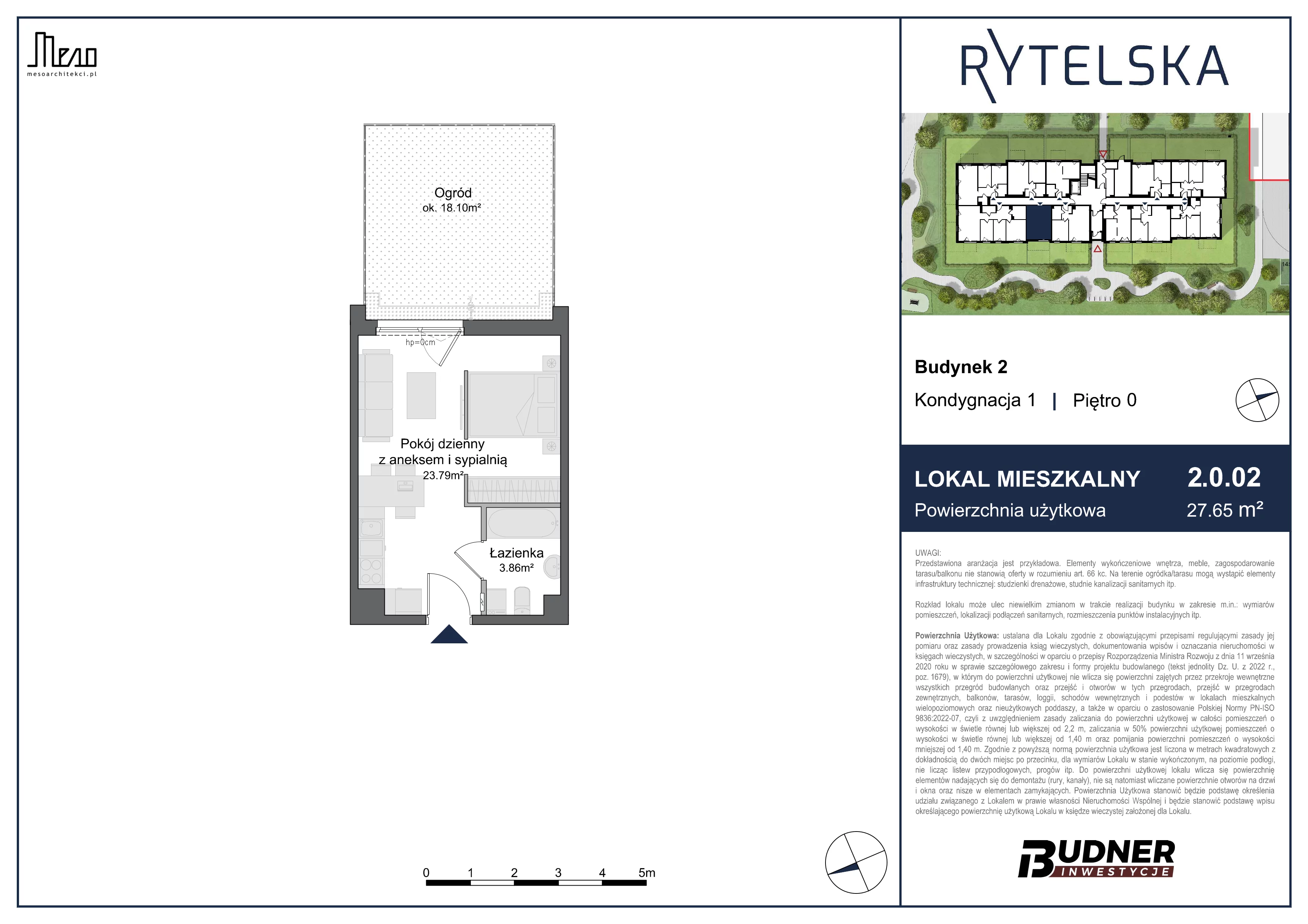 1 pokój, mieszkanie 27,65 m², parter, oferta nr 2.0.02, Rytelska, Gdańsk, Orunia-Św. Wojciech-Lipce, ul. Rytelska