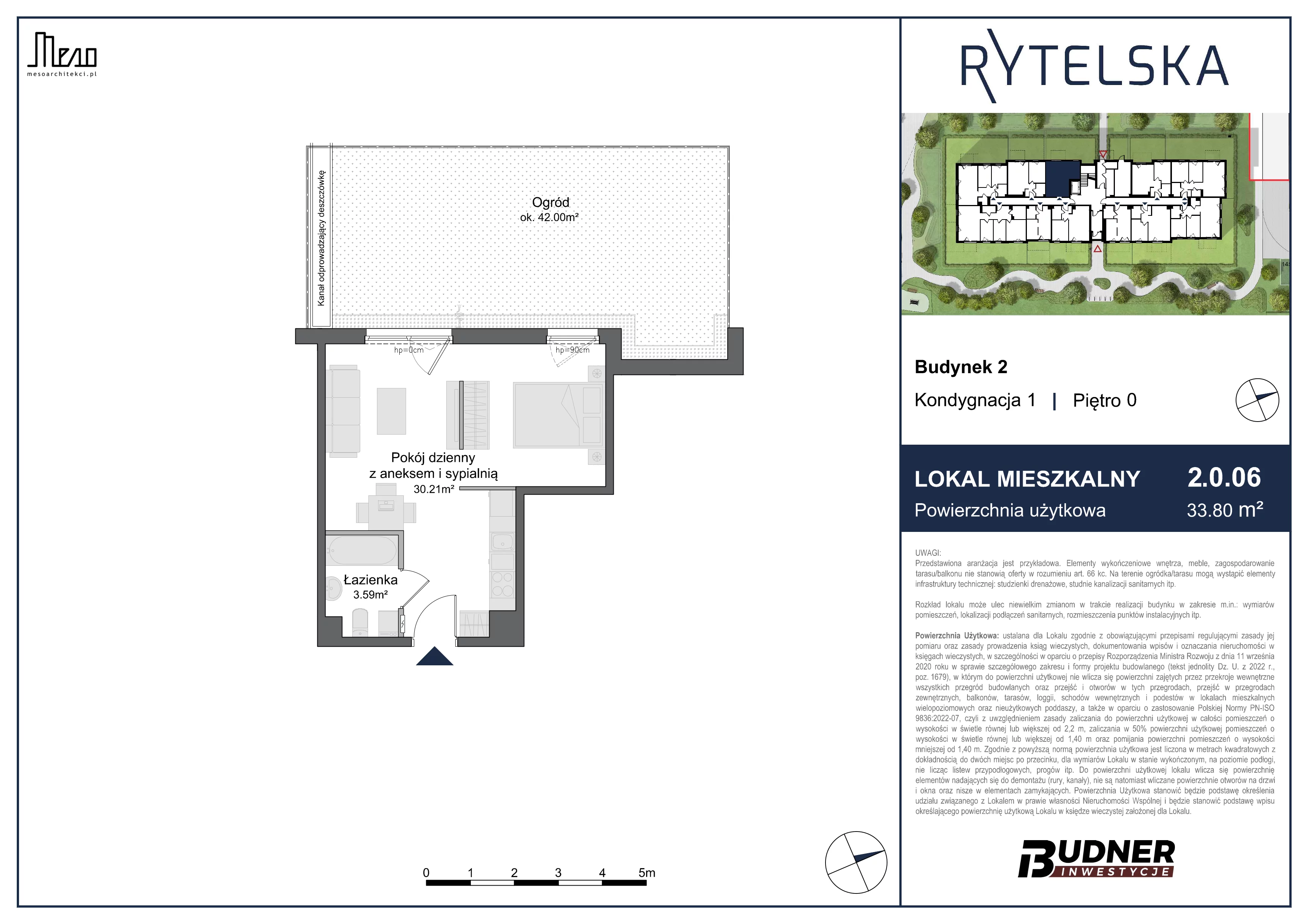 1 pokój, mieszkanie 33,80 m², parter, oferta nr 2.0.06, Rytelska, Gdańsk, Orunia-Św. Wojciech-Lipce, ul. Rytelska