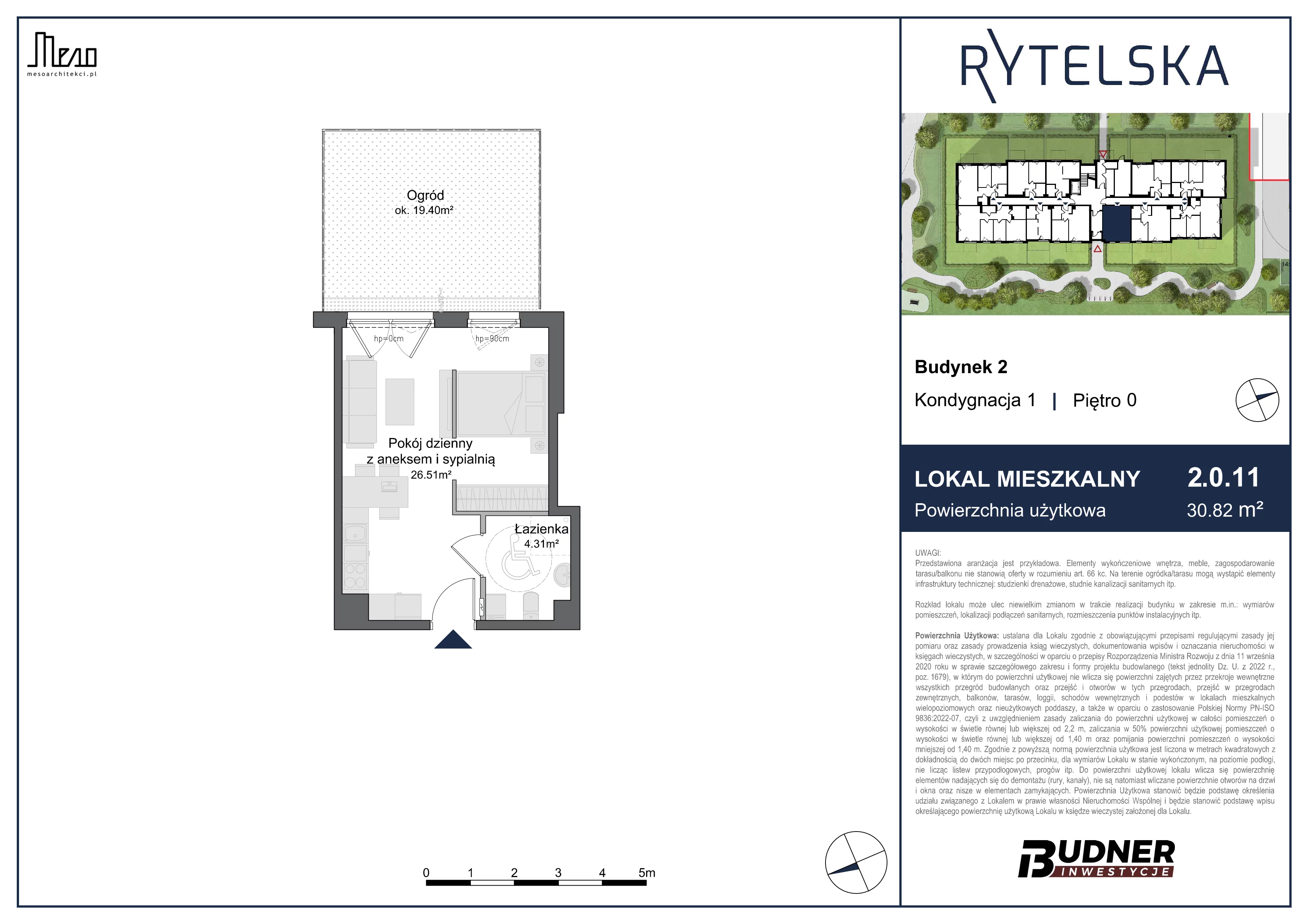 1 pokój, mieszkanie 30,82 m², parter, oferta nr 2.0.11, Rytelska, Gdańsk, Orunia-Św. Wojciech-Lipce, ul. Rytelska