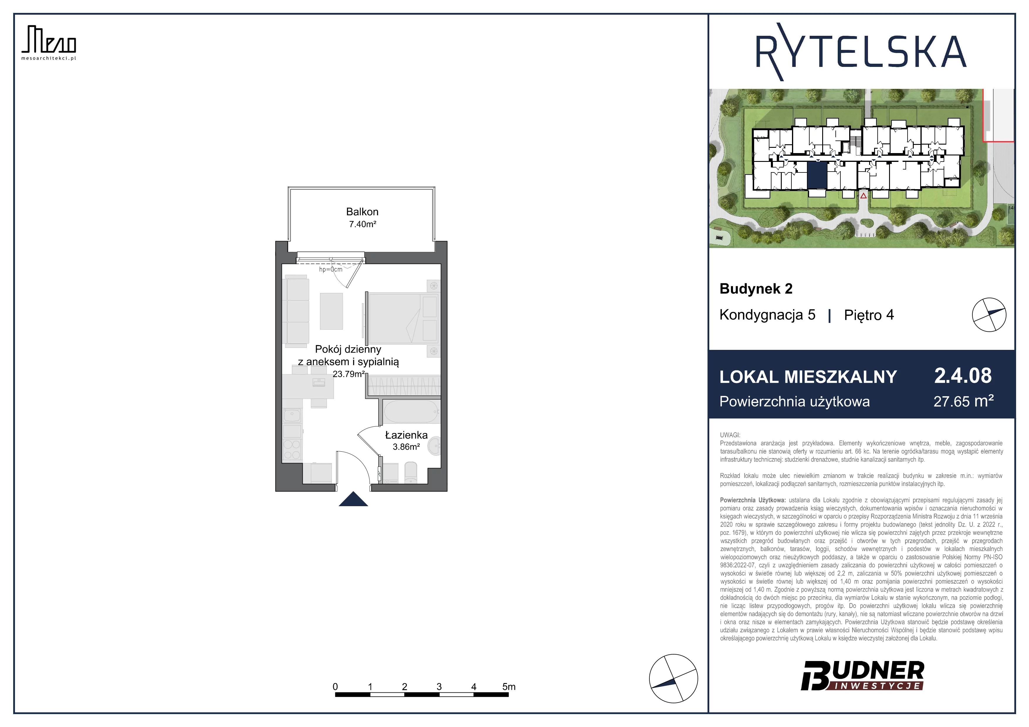 1 pokój, mieszkanie 27,65 m², piętro 4, oferta nr 2.4.08, Rytelska, Gdańsk, Orunia-Św. Wojciech-Lipce, ul. Rytelska