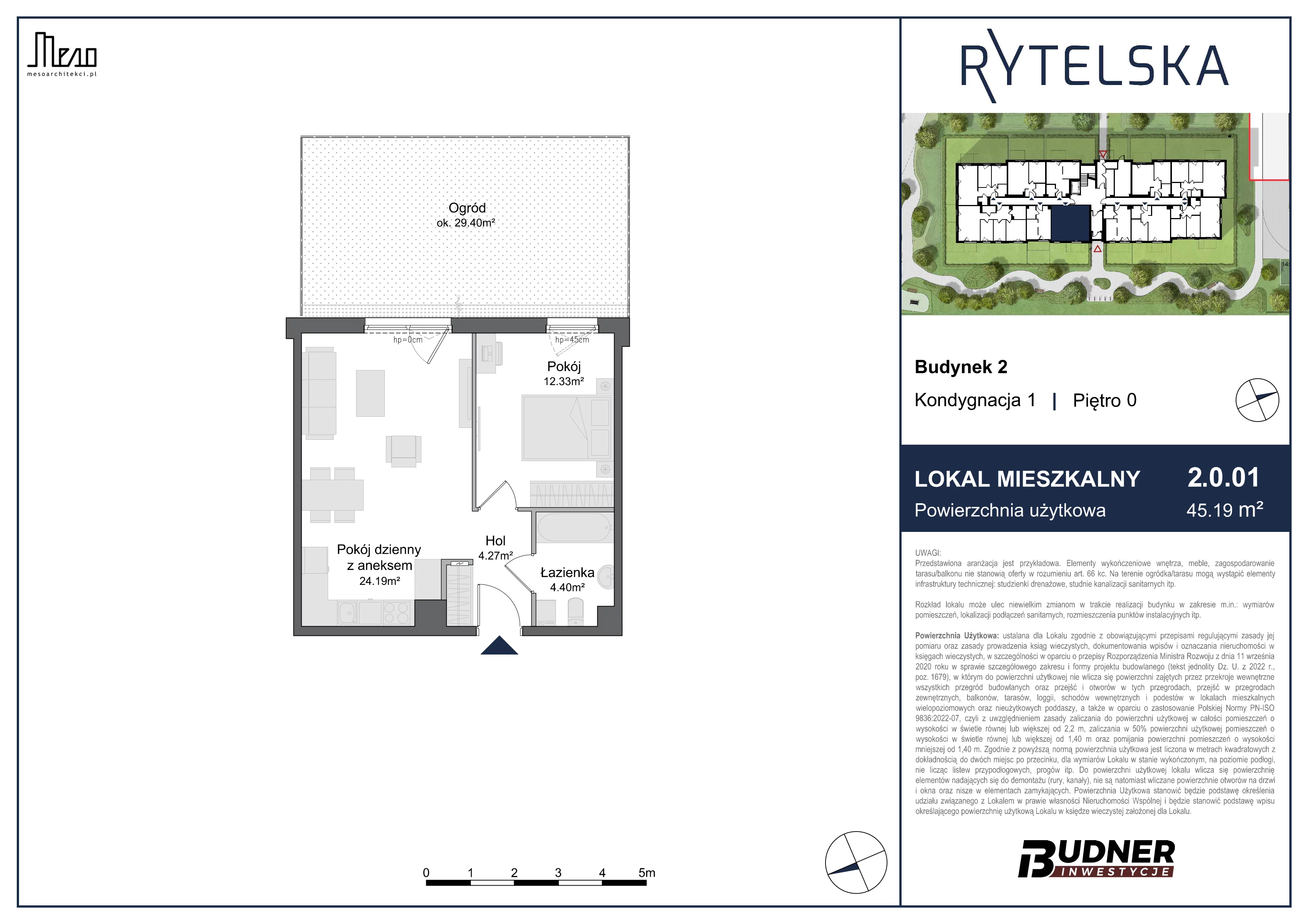 2 pokoje, mieszkanie 45,19 m², parter, oferta nr 2.0.01, Rytelska, Gdańsk, Orunia-Św. Wojciech-Lipce, ul. Rytelska