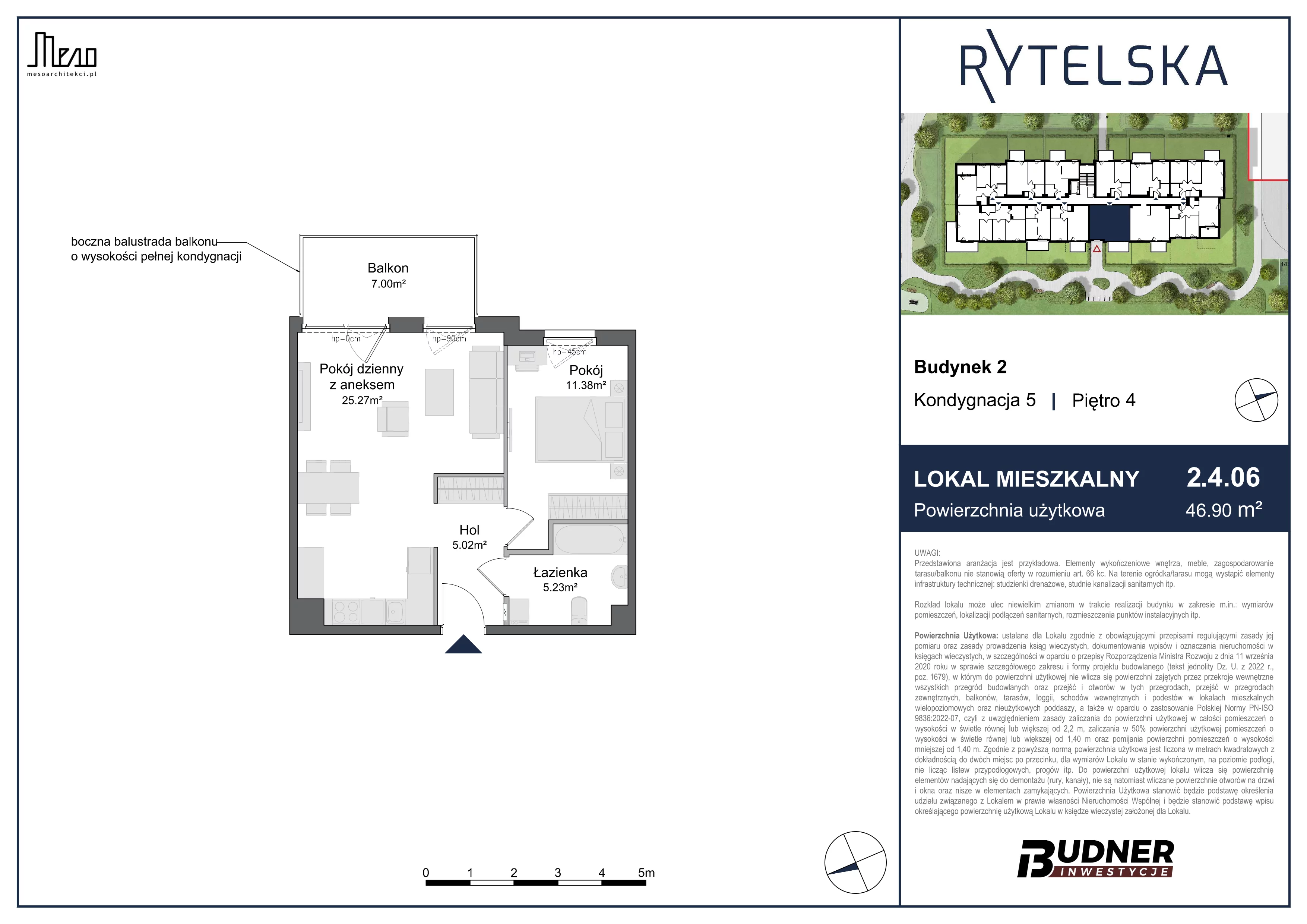 2 pokoje, mieszkanie 46,90 m², piętro 4, oferta nr 2.4.06, Rytelska, Gdańsk, Orunia-Św. Wojciech-Lipce, ul. Rytelska