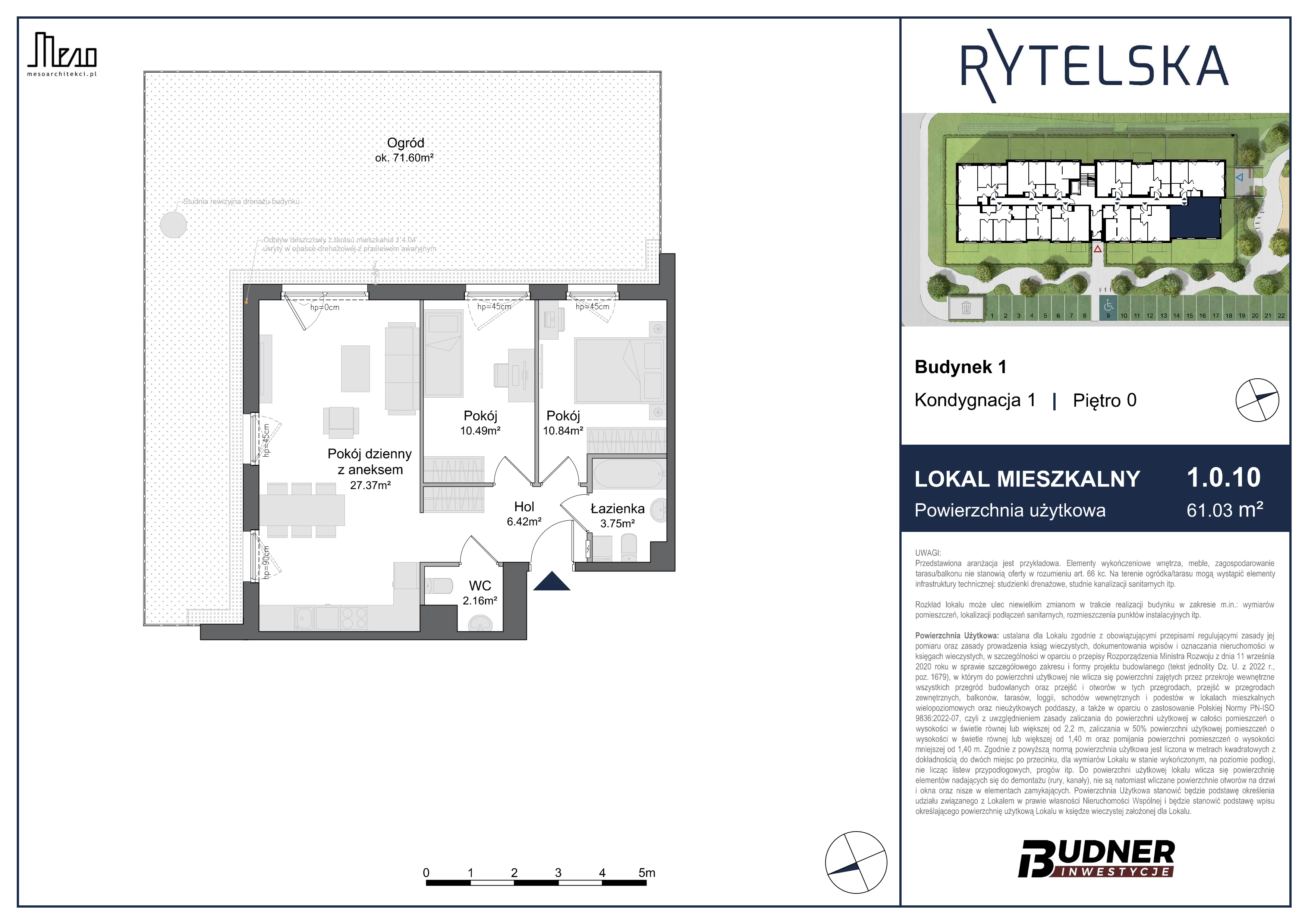 3 pokoje, mieszkanie 61,03 m², parter, oferta nr 1.0.10, Rytelska, Gdańsk, Orunia-Św. Wojciech-Lipce, ul. Rytelska