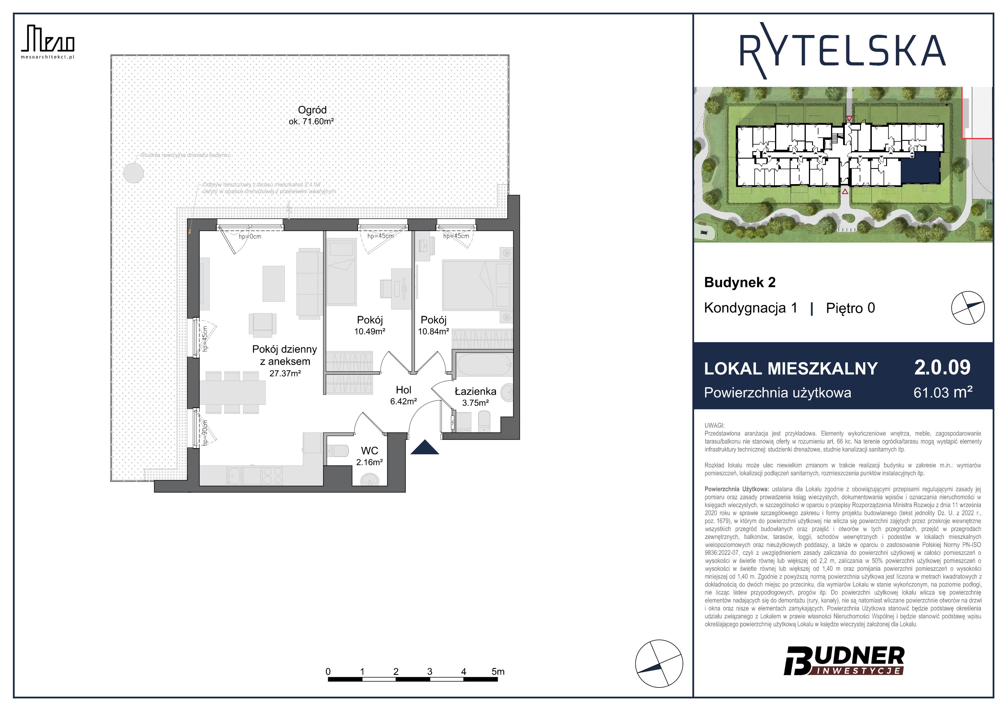 3 pokoje, mieszkanie 61,03 m², parter, oferta nr 2.0.09, Rytelska, Gdańsk, Orunia-Św. Wojciech-Lipce, ul. Rytelska