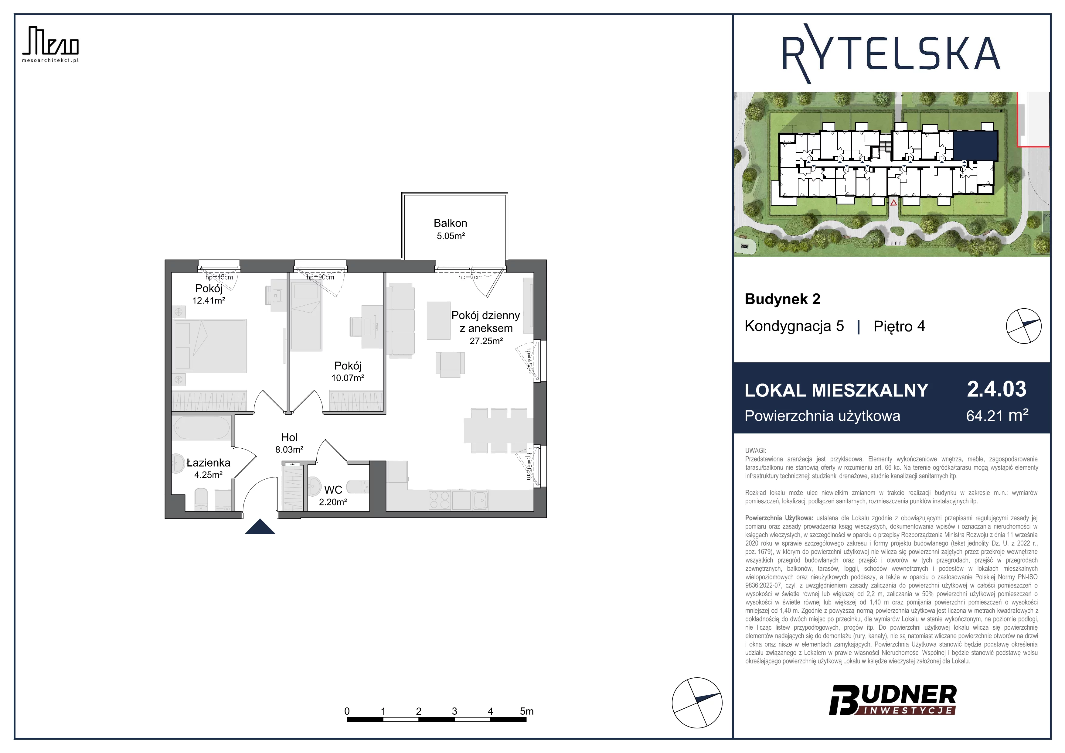 3 pokoje, mieszkanie 64,21 m², piętro 4, oferta nr 2.4.03, Rytelska, Gdańsk, Orunia-Św. Wojciech-Lipce, ul. Rytelska