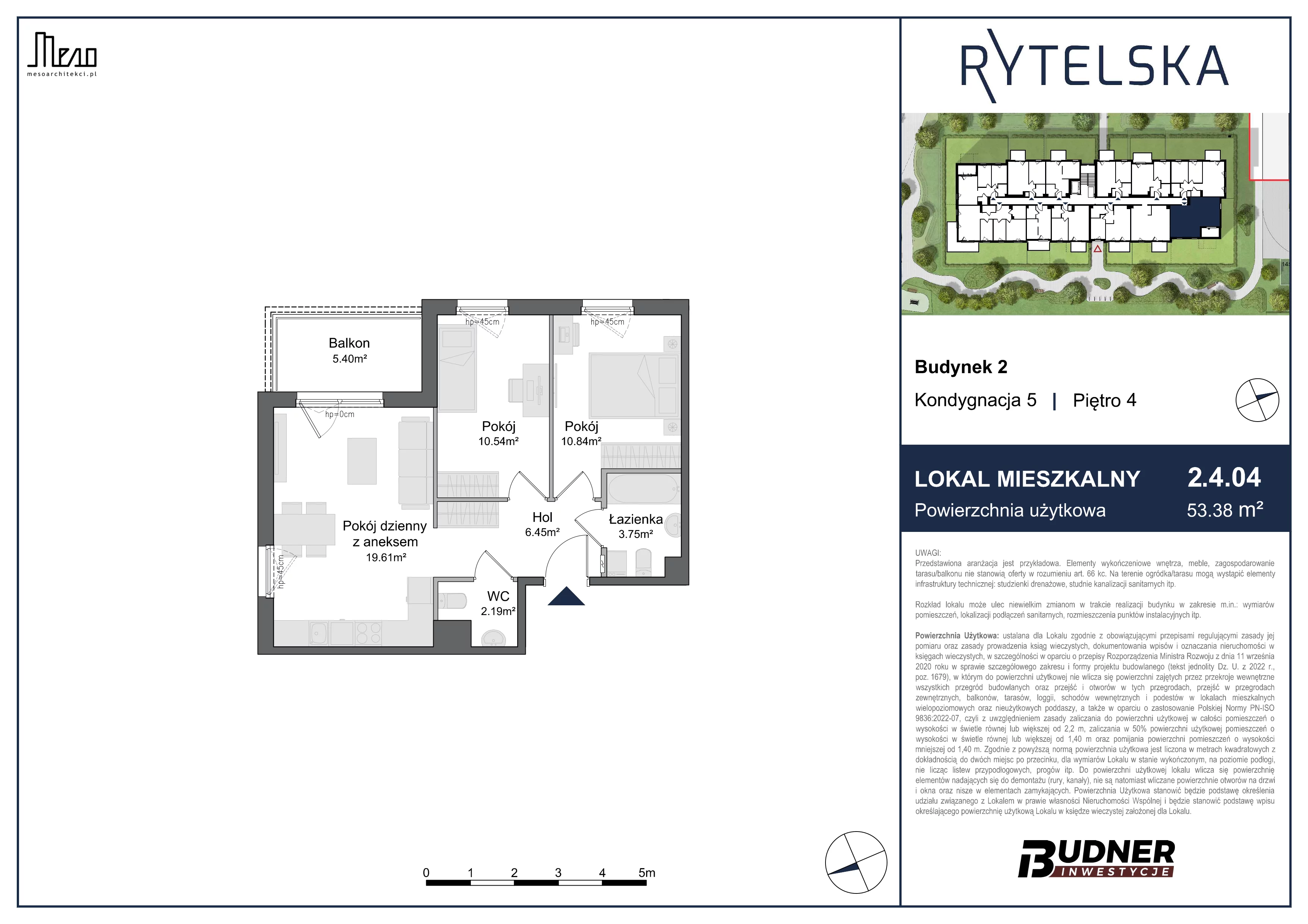3 pokoje, mieszkanie 53,38 m², piętro 4, oferta nr 2.4.04, Rytelska, Gdańsk, Orunia-Św. Wojciech-Lipce, ul. Rytelska
