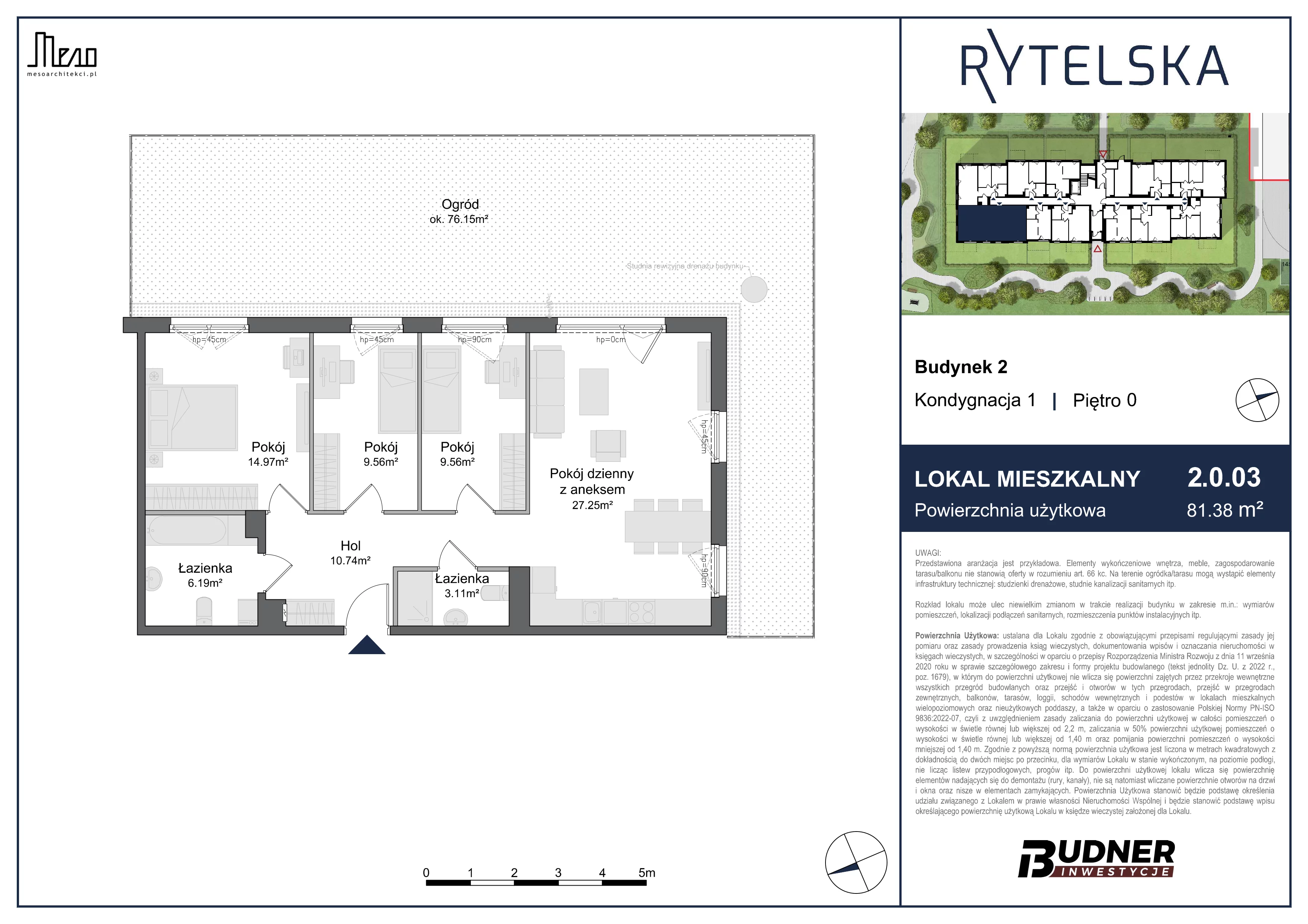 4 pokoje, mieszkanie 81,38 m², parter, oferta nr 2.0.03, Rytelska, Gdańsk, Orunia-Św. Wojciech-Lipce, ul. Rytelska