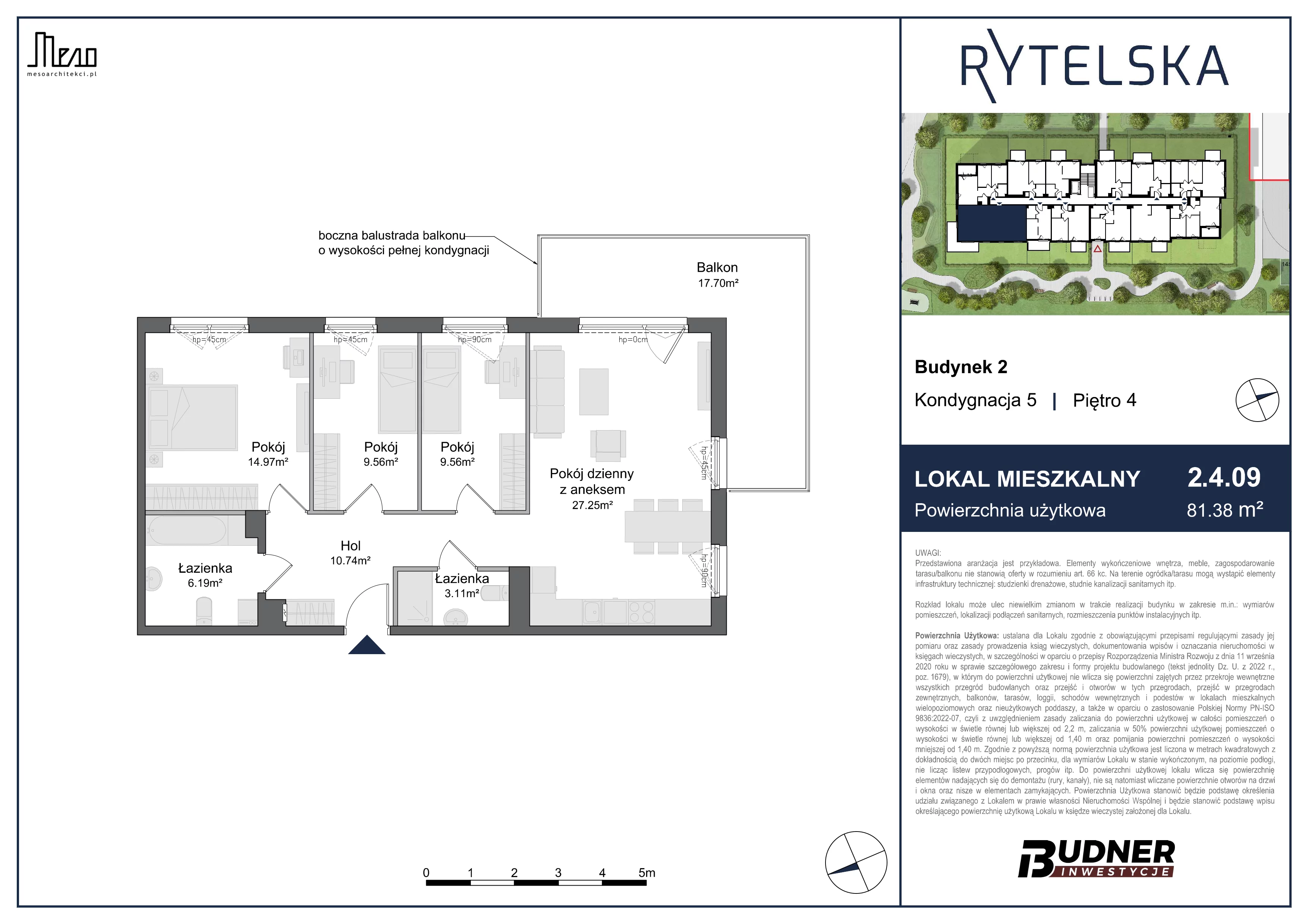 4 pokoje, mieszkanie 81,38 m², piętro 4, oferta nr 2.4.09, Rytelska, Gdańsk, Orunia-Św. Wojciech-Lipce, ul. Rytelska