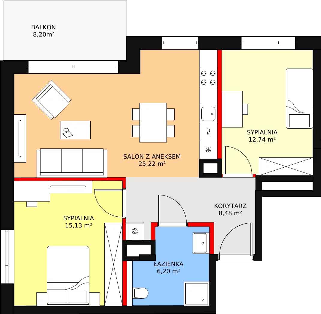 Apartament 70,01 m², piętro 1, oferta nr A.1.1_nps, Oliva Koncept II, Gdańsk, Oliwa, ul. Karwieńska