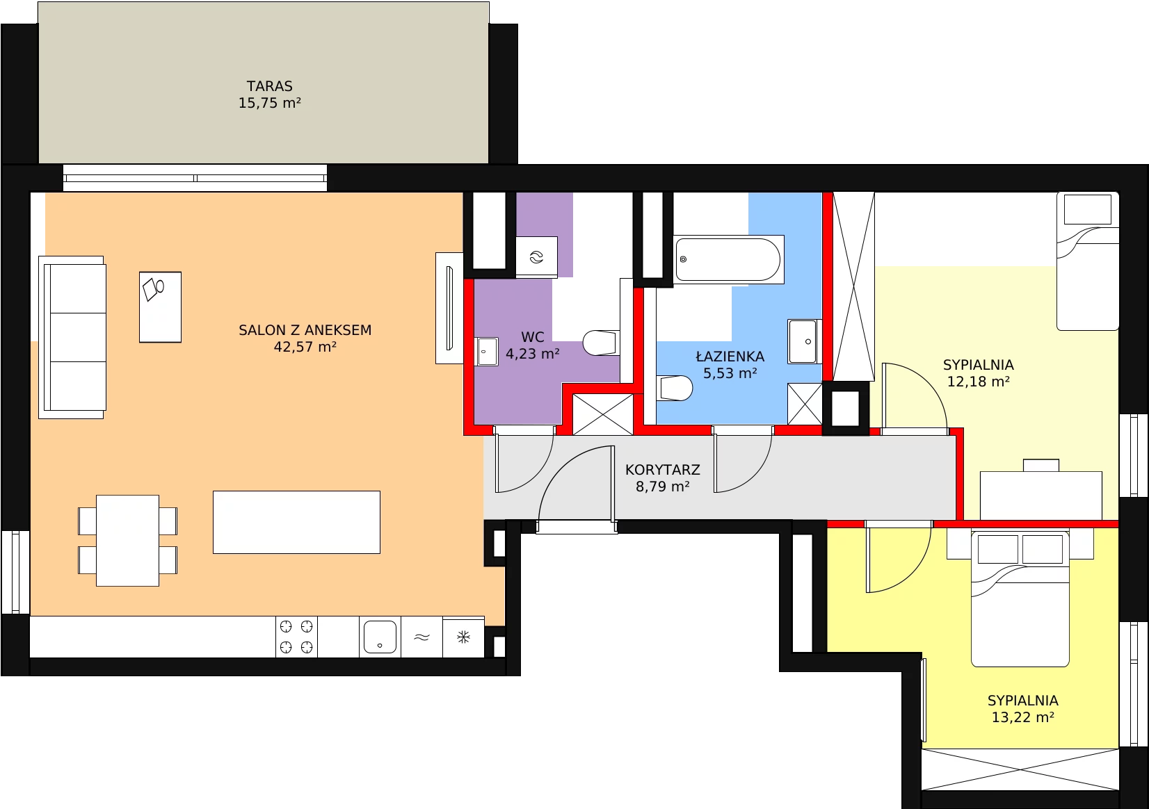 Apartament 88,93 m², piętro 3, oferta nr B1.3.1, Oliva Koncept II, Gdańsk, Oliwa, ul. Karwieńska