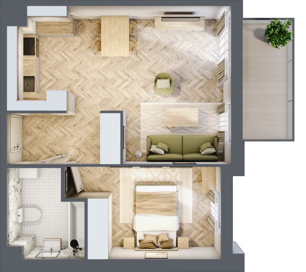 2 pokoje, mieszkanie 46,90 m², piętro 3, oferta nr 1.3.06, Rytelska, Gdańsk, Orunia-Św. Wojciech-Lipce, ul. Rytelska